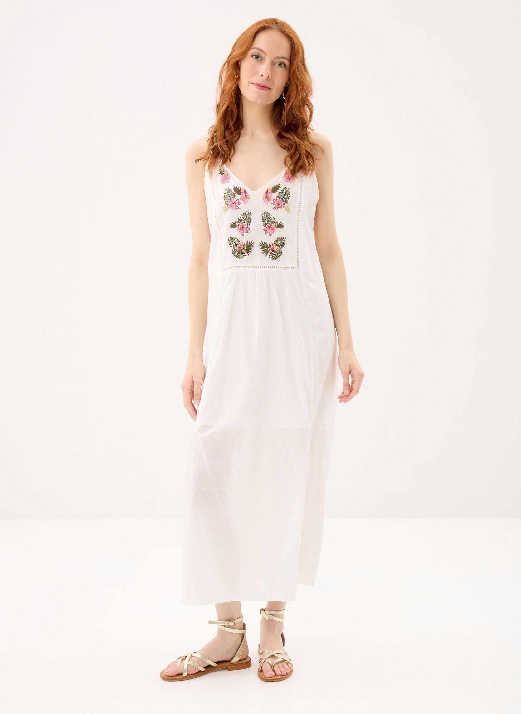 Robes longues Ladies Woven Dress ZP112EE femme blanc Molly Bracken Robes longues Ladies Woven Dress ZP112EE femme blanc WHITE