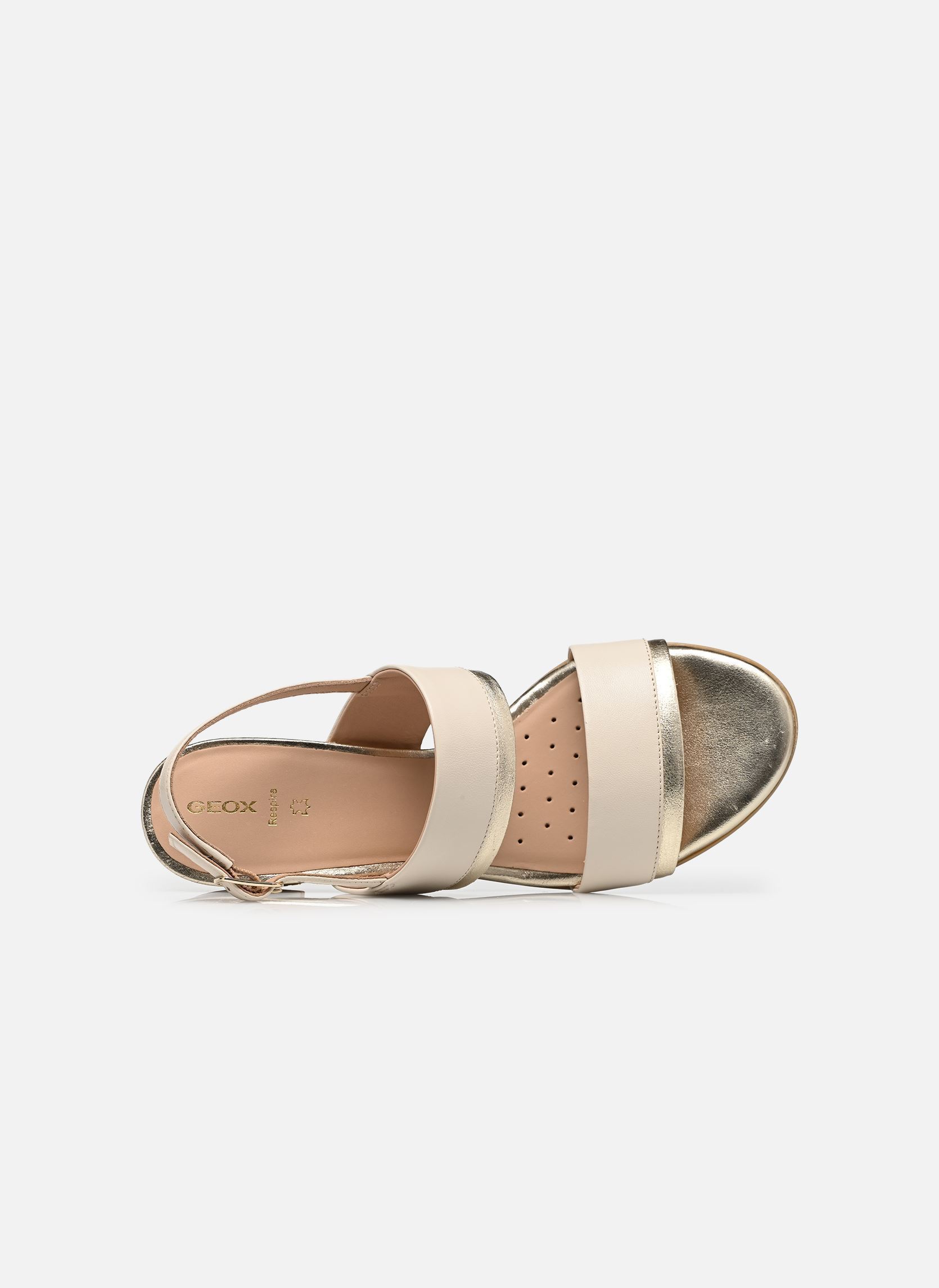 Sandales D AURELY 50 B femme blanc Geox Sandales D AURELY 50 B femme blanc PAPYRUS/LT GOLD