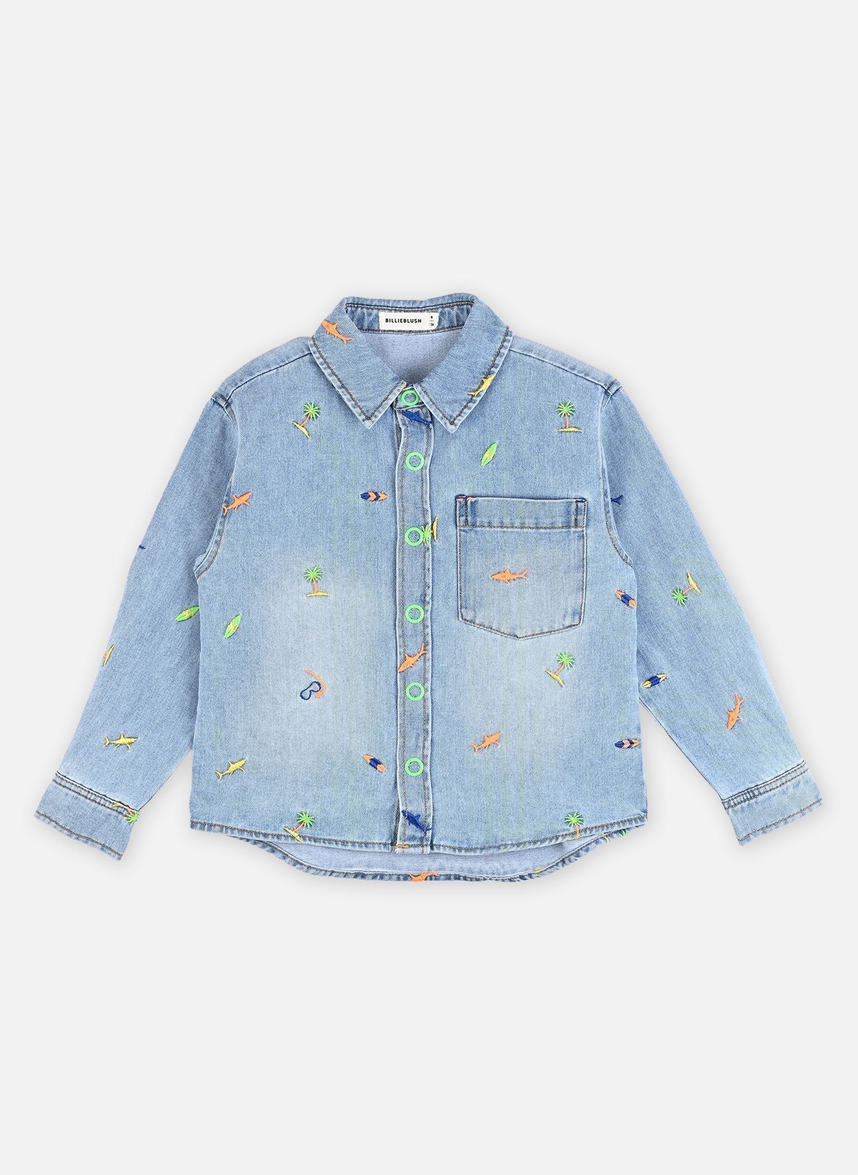Chemises manches longues U22185 garçon bleu Billieblush Chemises manches longues U22185 garçon bleu DOUBLE STONE+BLEACH
