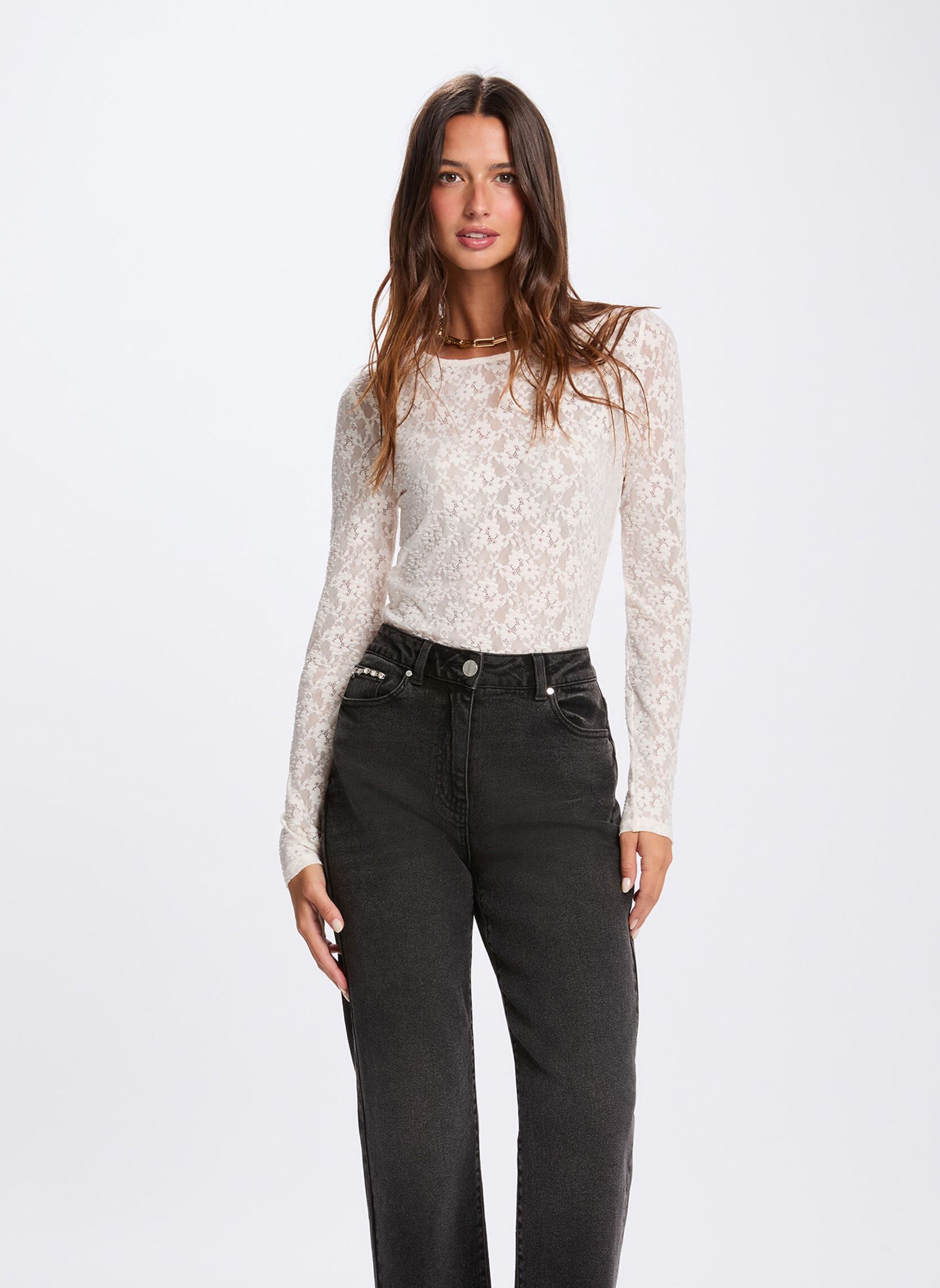 T shirt dentelle cintré femme - vue 2