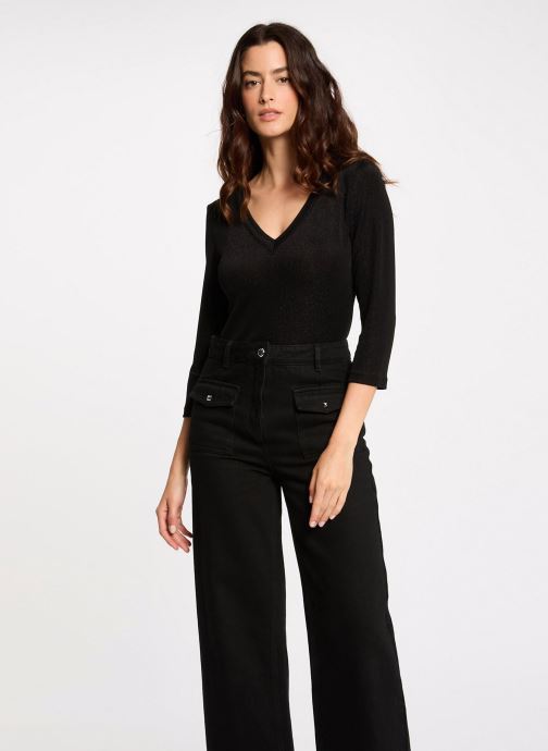 Morgan Langarm-T-Shirts 242-TIWI damen schwarz
