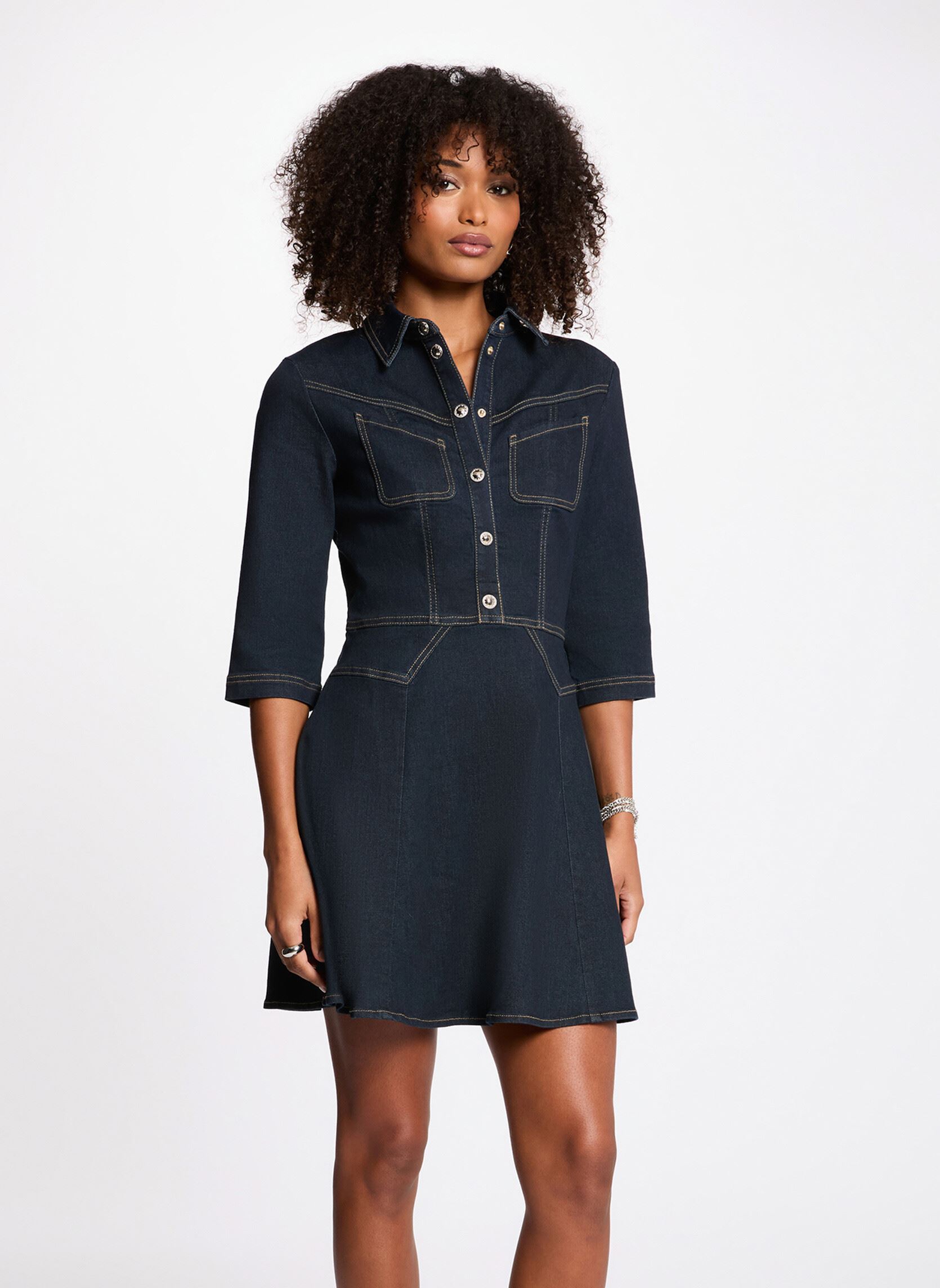 Robe courte en jean brut femme - vue 2