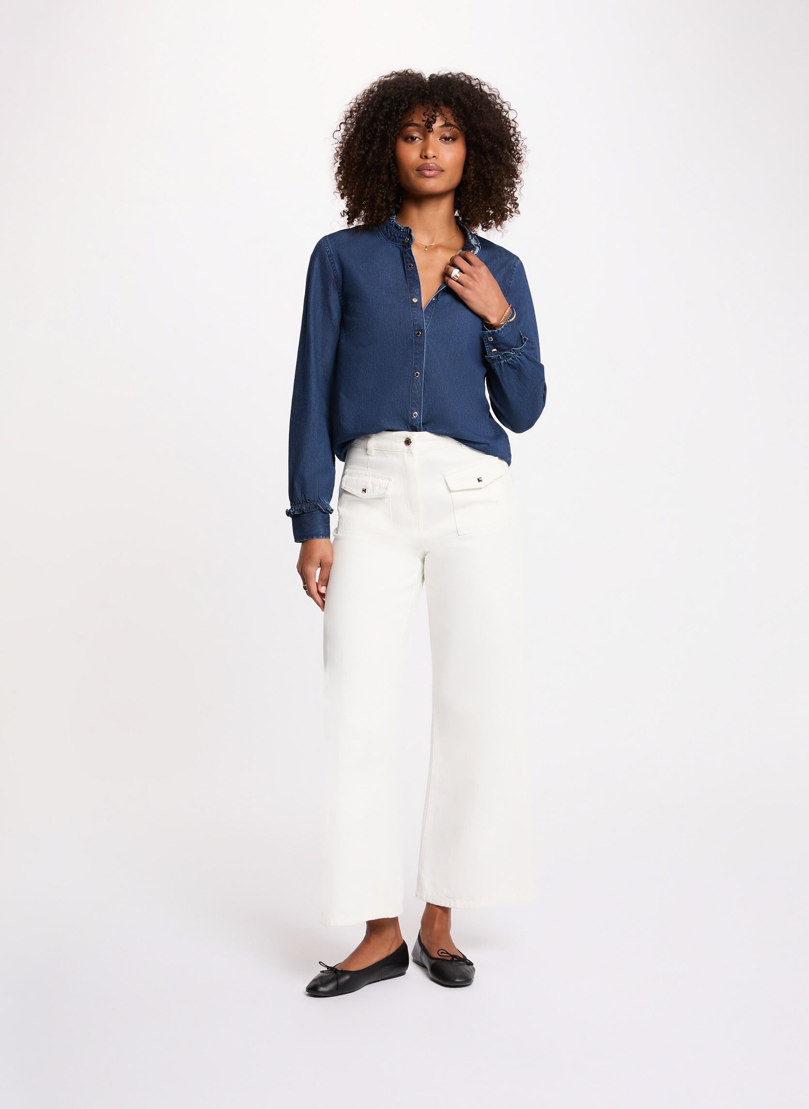 Chemises manches longues 261-CING femme bleu Morgan Chemises manches longues 261-CING femme bleu DENIM BRUT