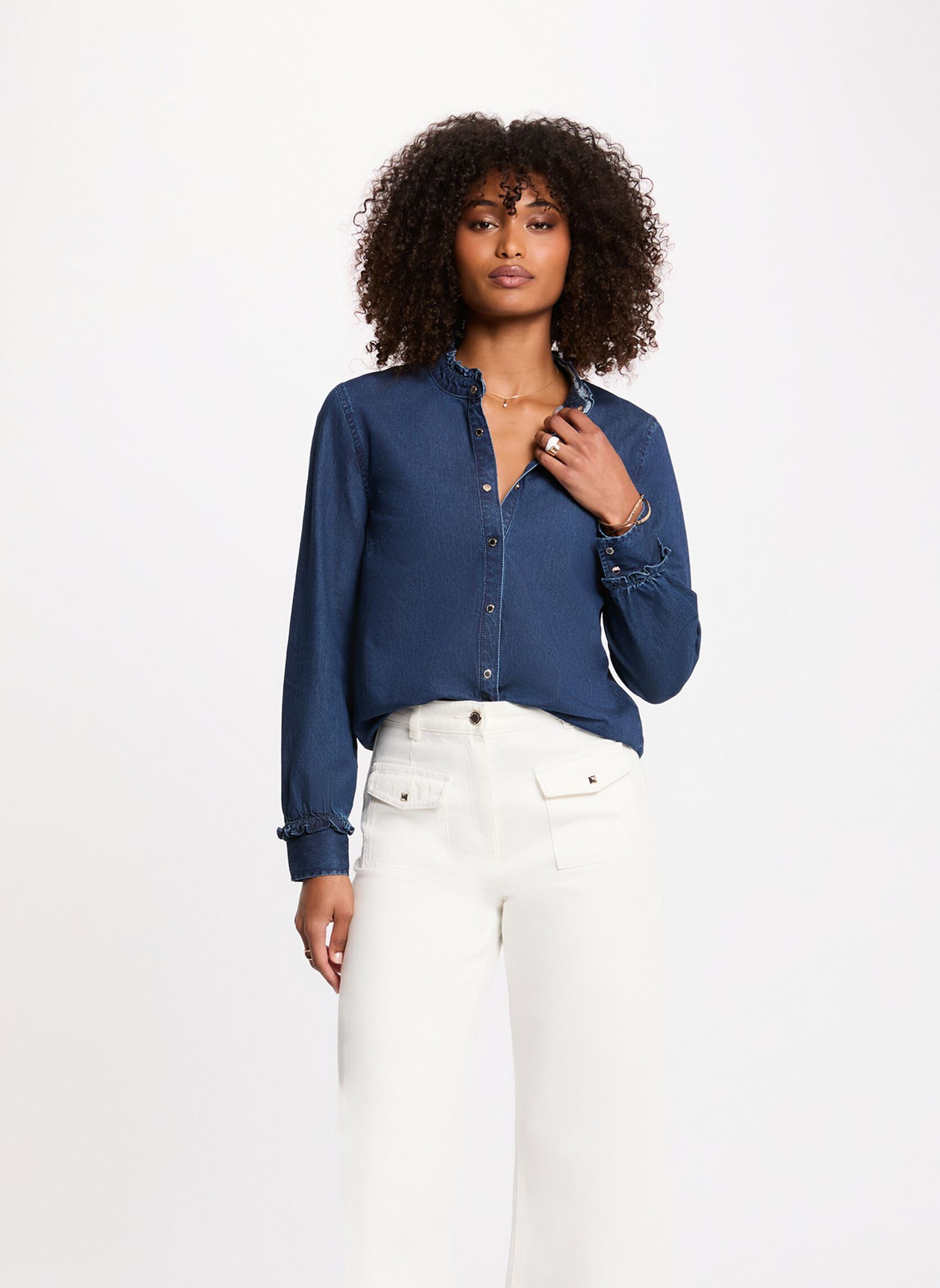 Chemise col montant brut femme - vue 2