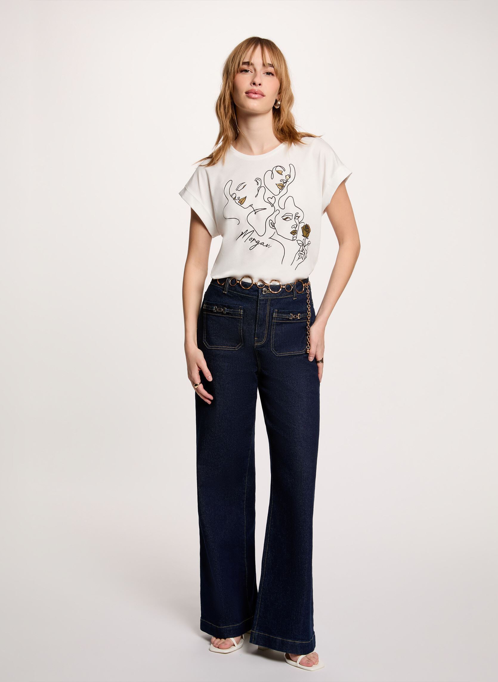 Kurzarm-T-Shirts 261-DJOSI damen weiß Morgan Kurzarm-T-Shirts 261-DJOSI damen weiß OFF WHITE M