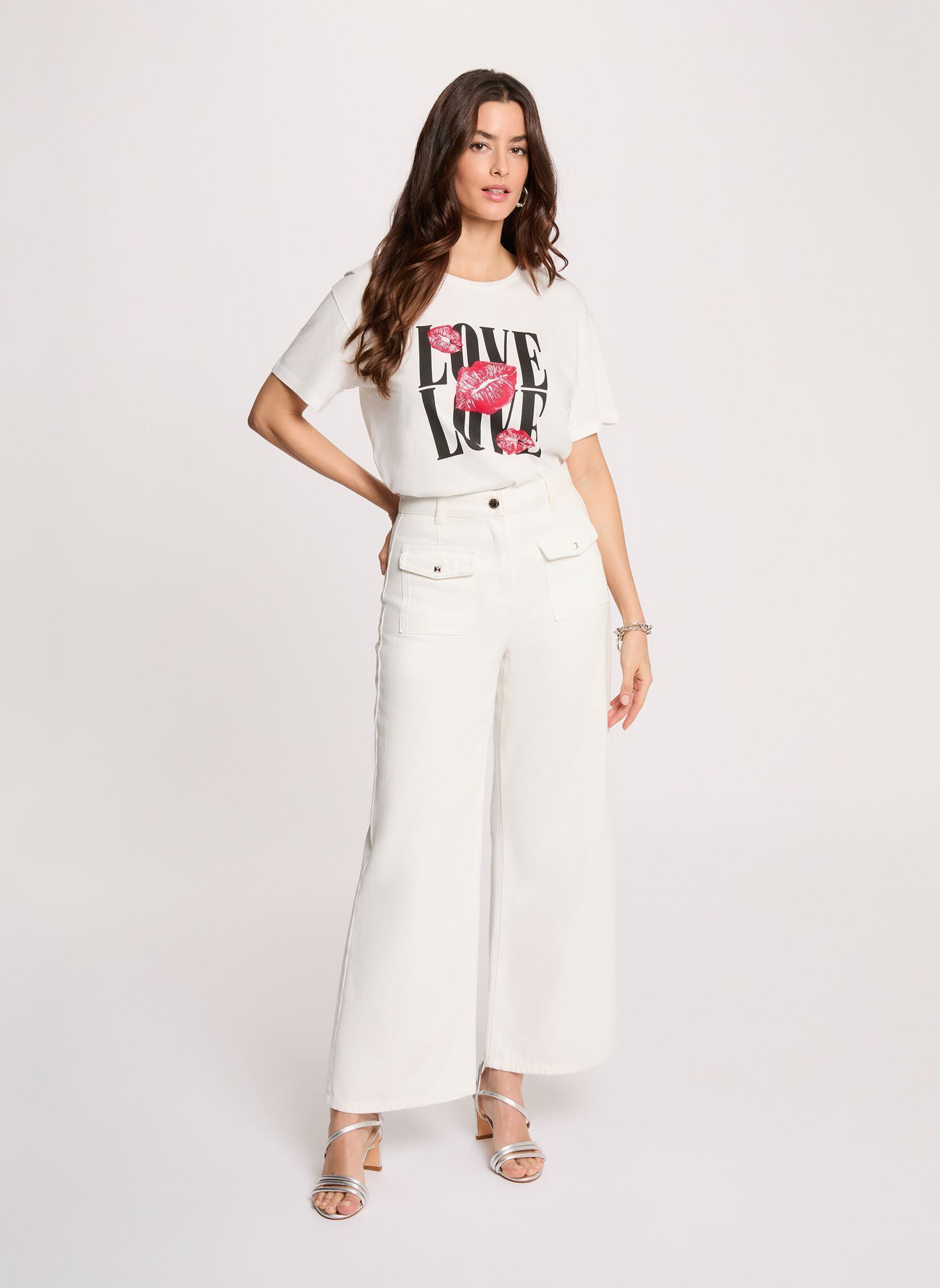Kurzarm-T-Shirts 261-DOVE damen weiß Morgan Kurzarm-T-Shirts 261-DOVE damen weiß OFF WHITE M