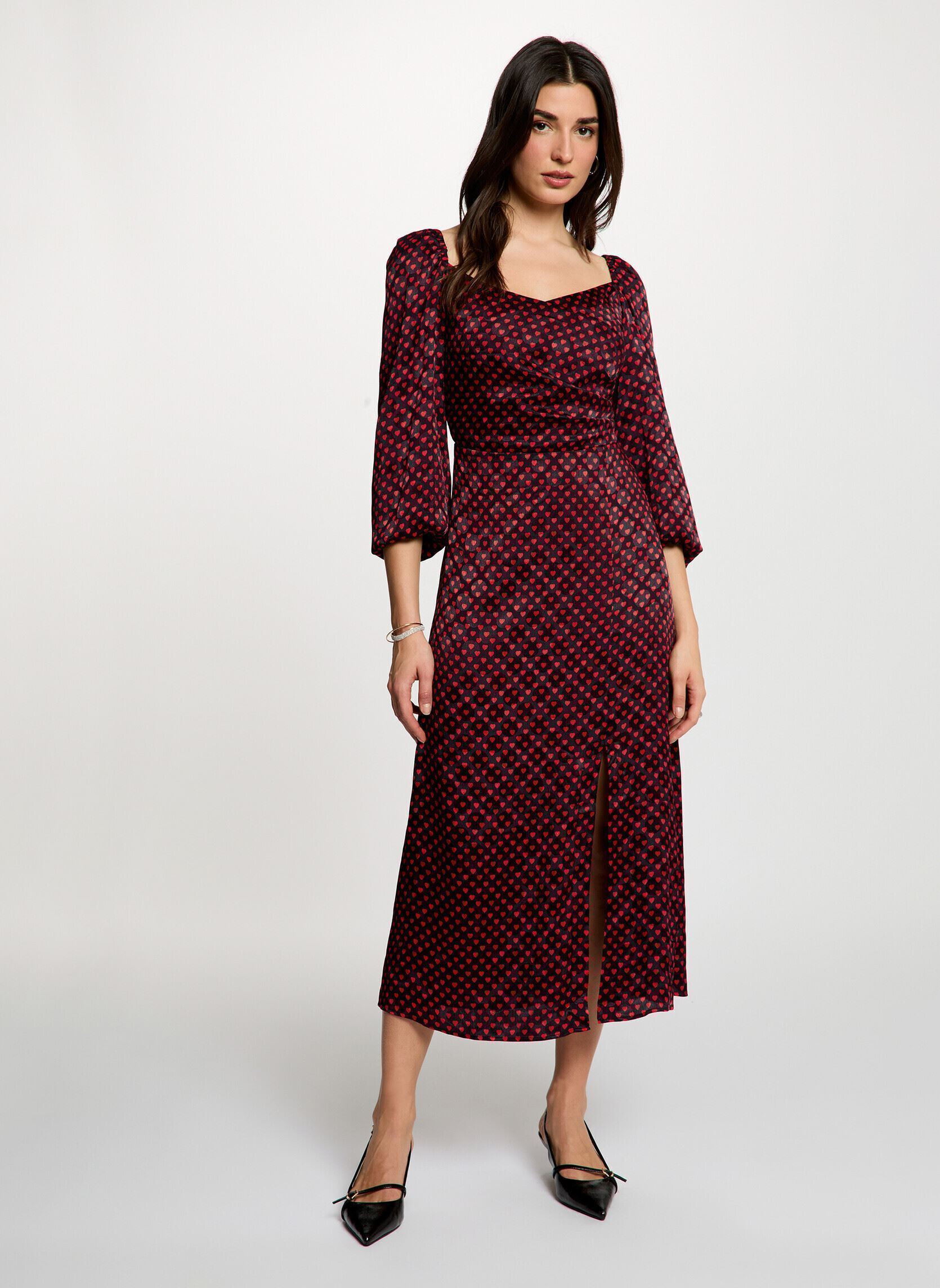 Robe satinée manches bouffantes femme - vue 2