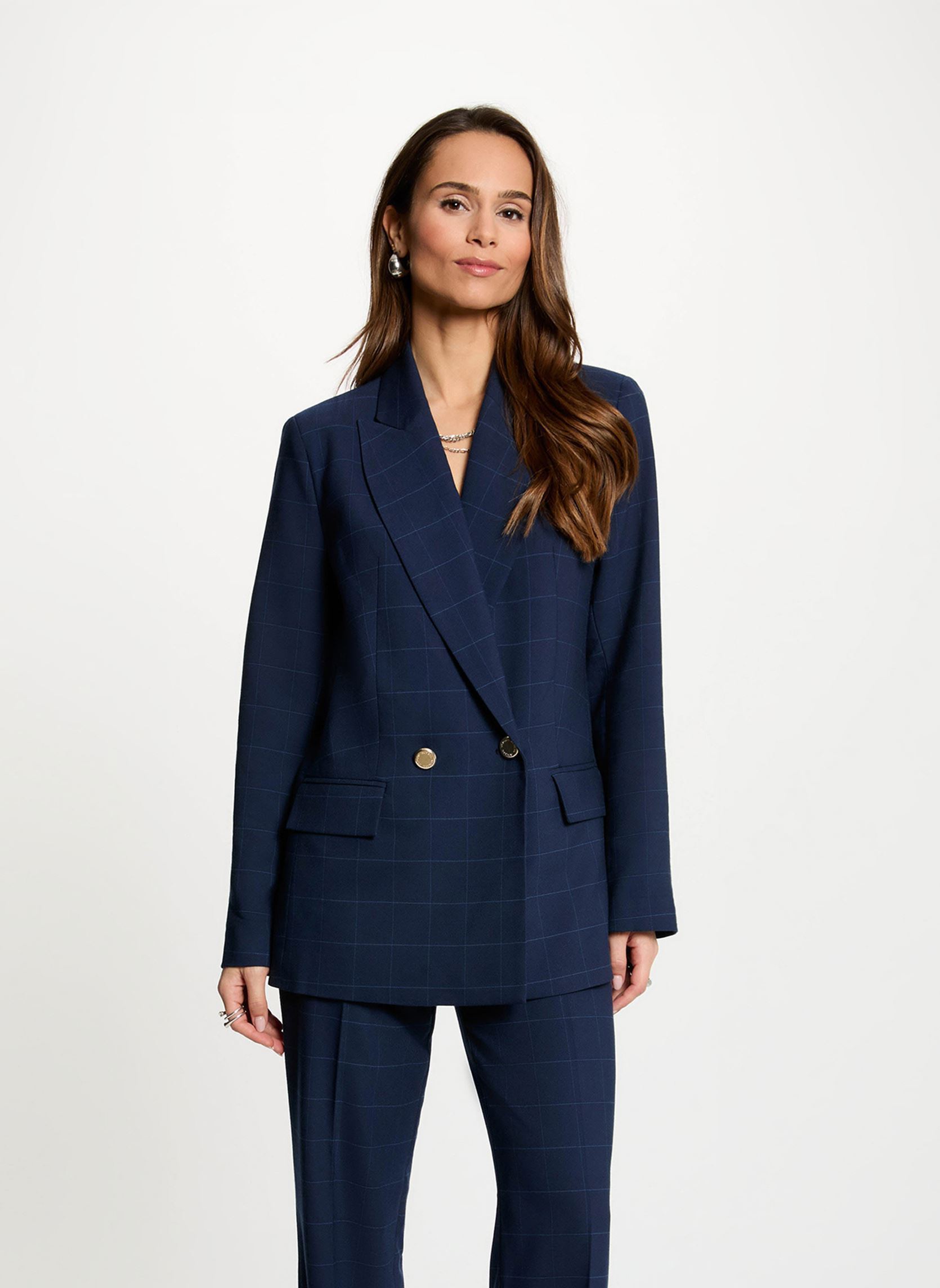 Blazer droit à carreaux femme - vue 2