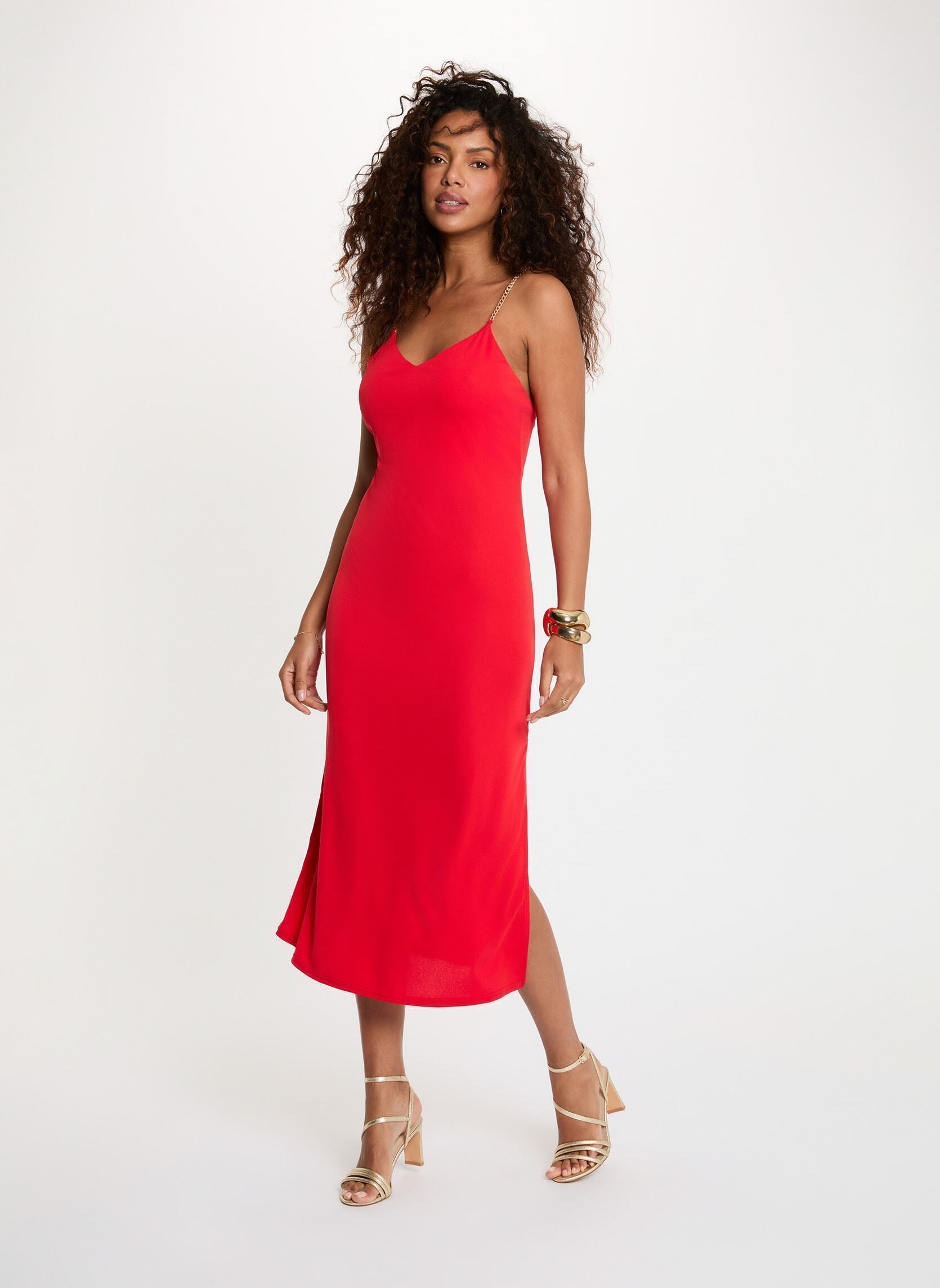 Robe mi longue bretelles chaîne femme - vue 1