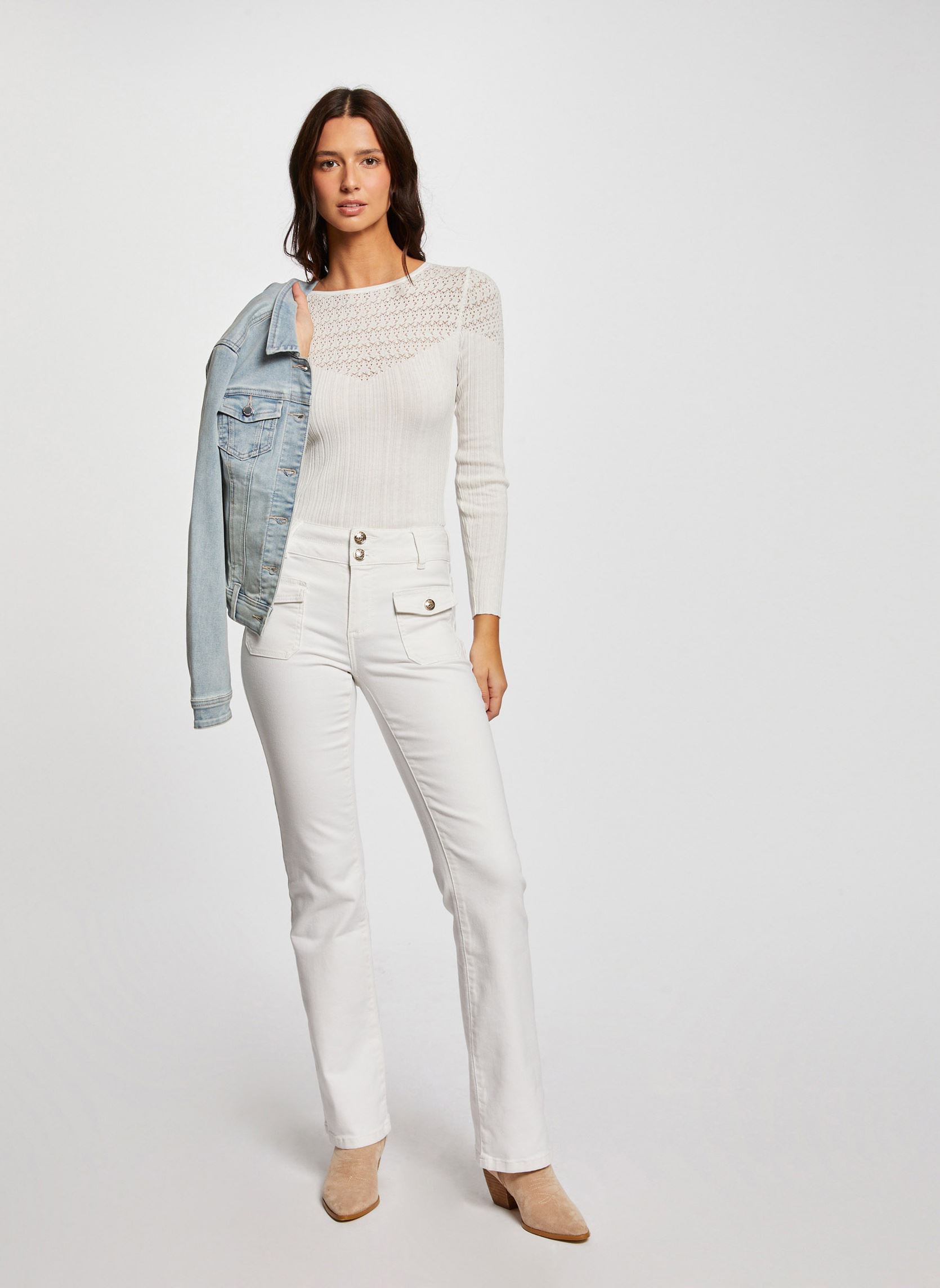 Jeans flare 241-POLEN2 femme blanc Morgan Jeans flare 241-POLEN2 femme blanc OFF WHITE - ECRU