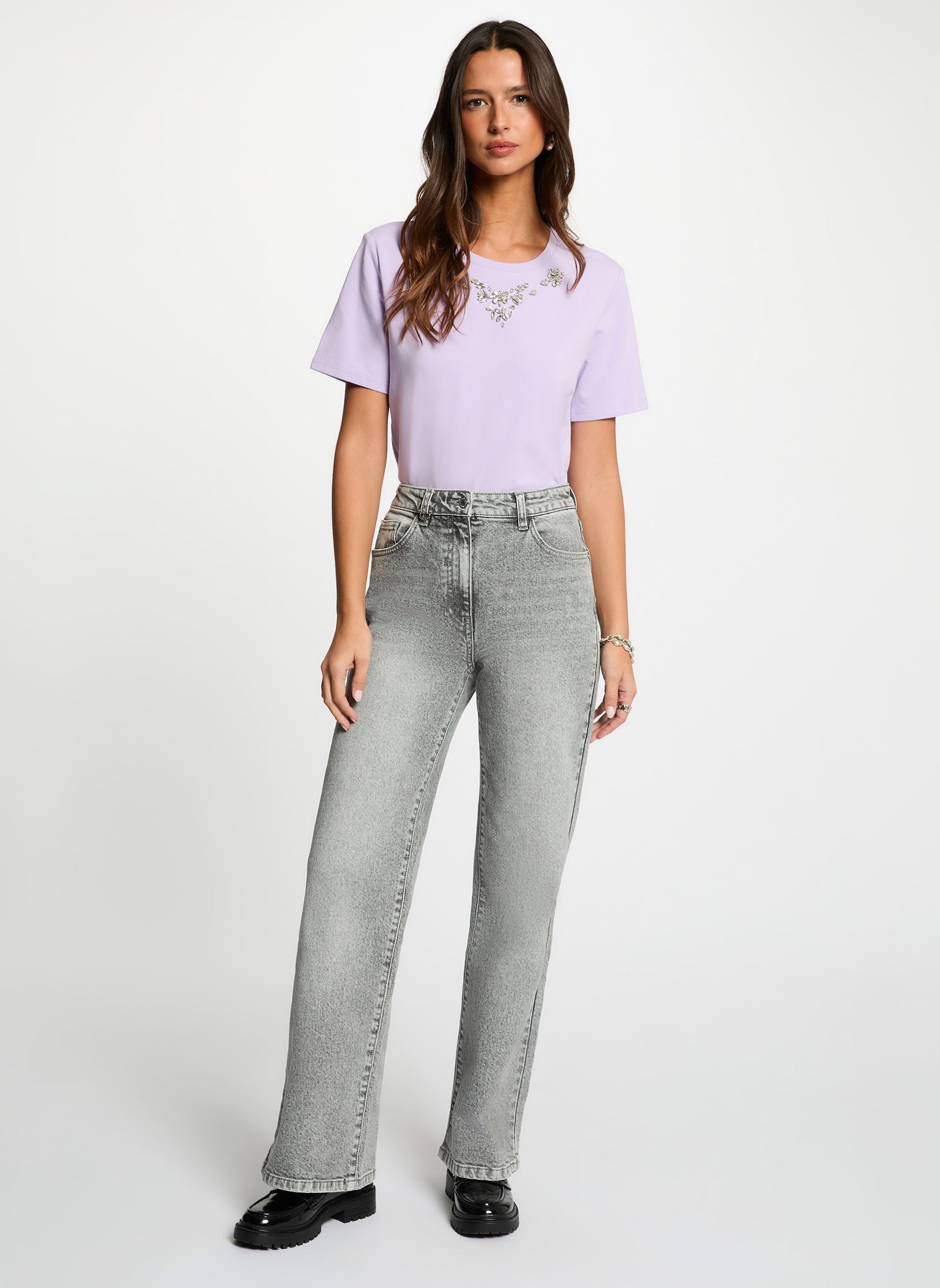Kurzarm-T-Shirts 261-DMARE damen violett Morgan Kurzarm-T-Shirts 261-DMARE damen violett PURPLE ROSE