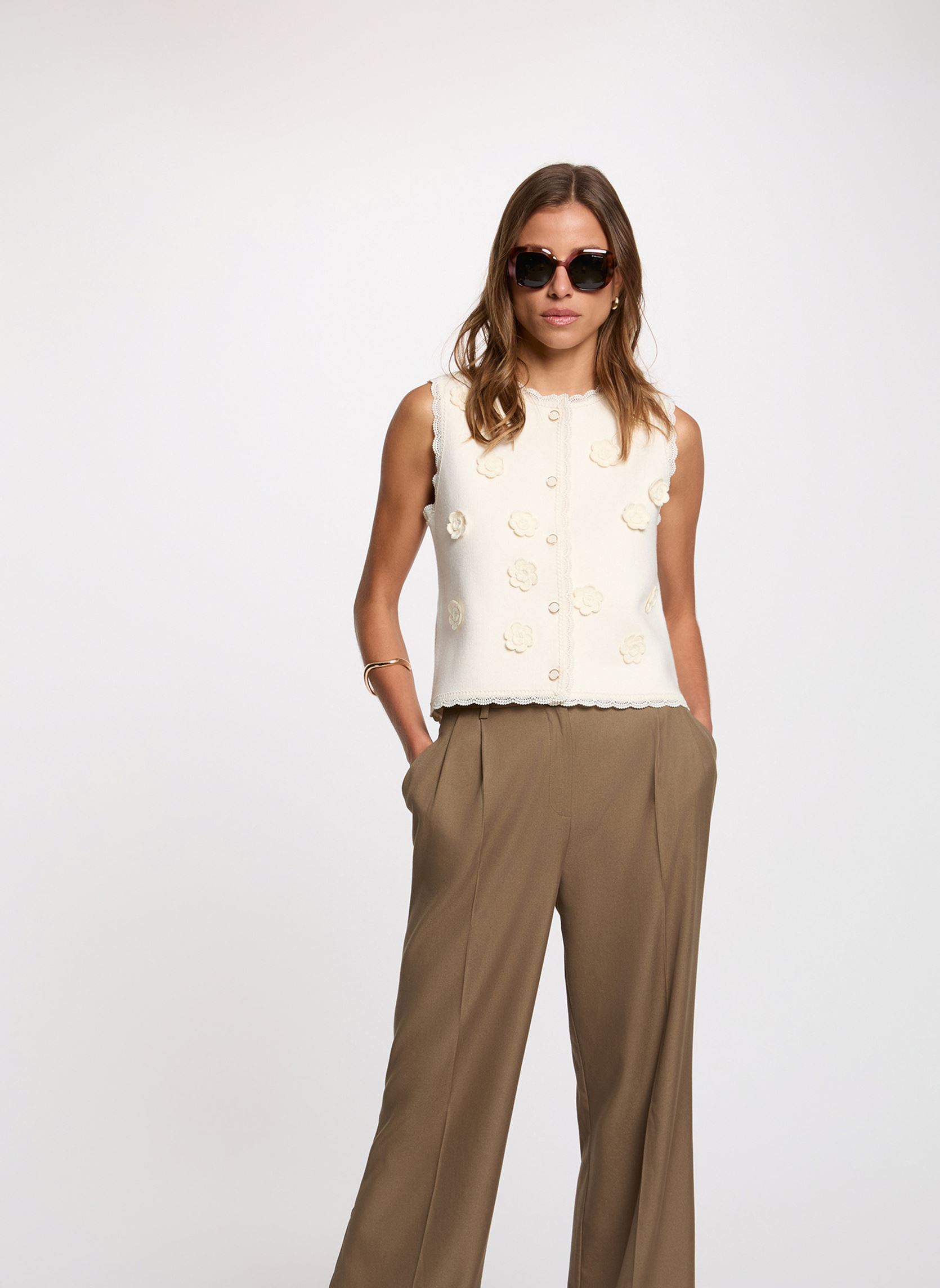 Gilet ajusté col rond femme - vue 2