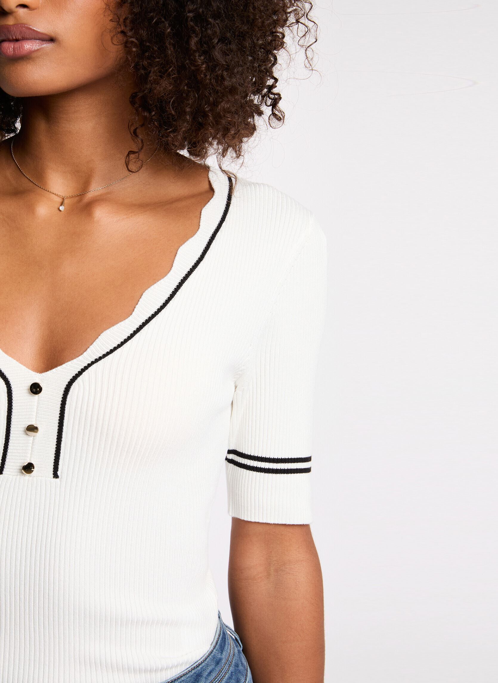 Pullover 261-MIREN damen weiß Morgan Pullover 261-MIREN damen weiß OFF WHITE/NOIR