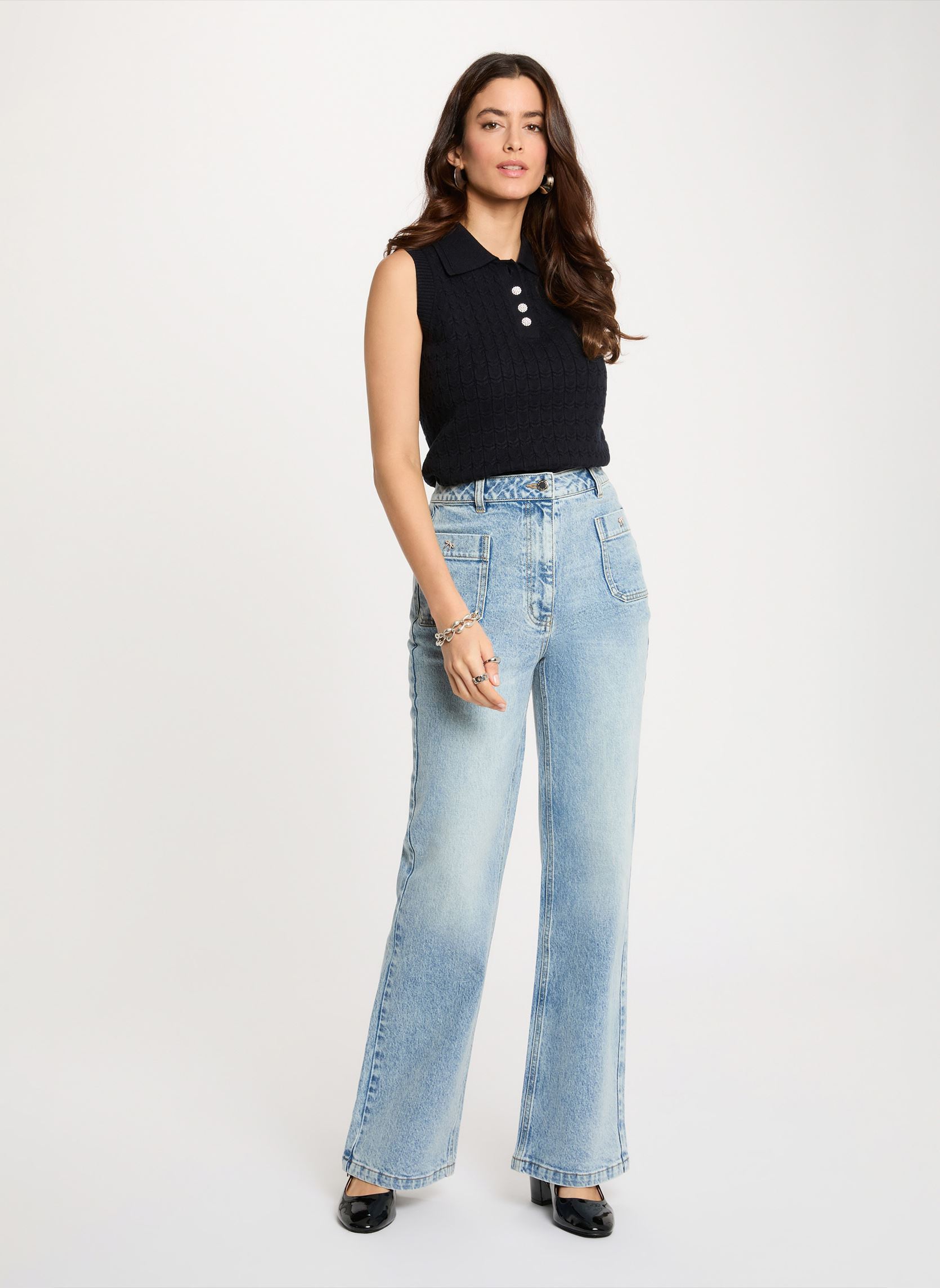 Jeans droit 261-PIJITO femme bleu Morgan Jeans droit 261-PIJITO femme bleu JEAN DOUBLE STONE
