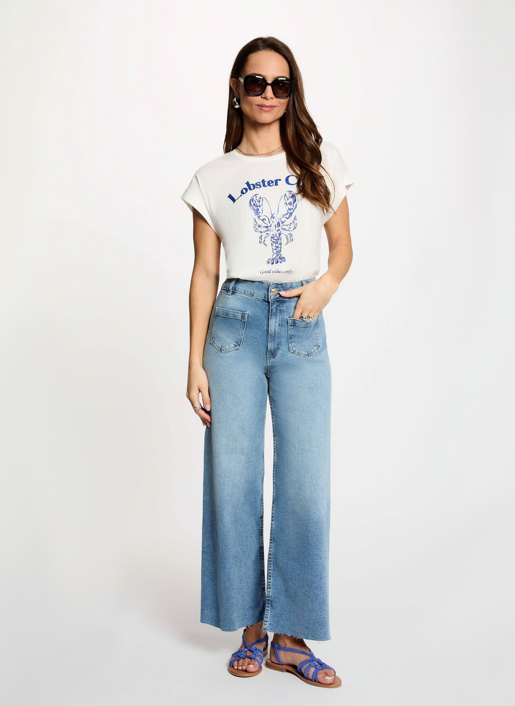 Wijde jeans / Flared Jeans 261-PODI dames blauw Morgan Wijde jeans / Flared Jeans 261-PODI dames blauw JEAN DOUBLE STONE