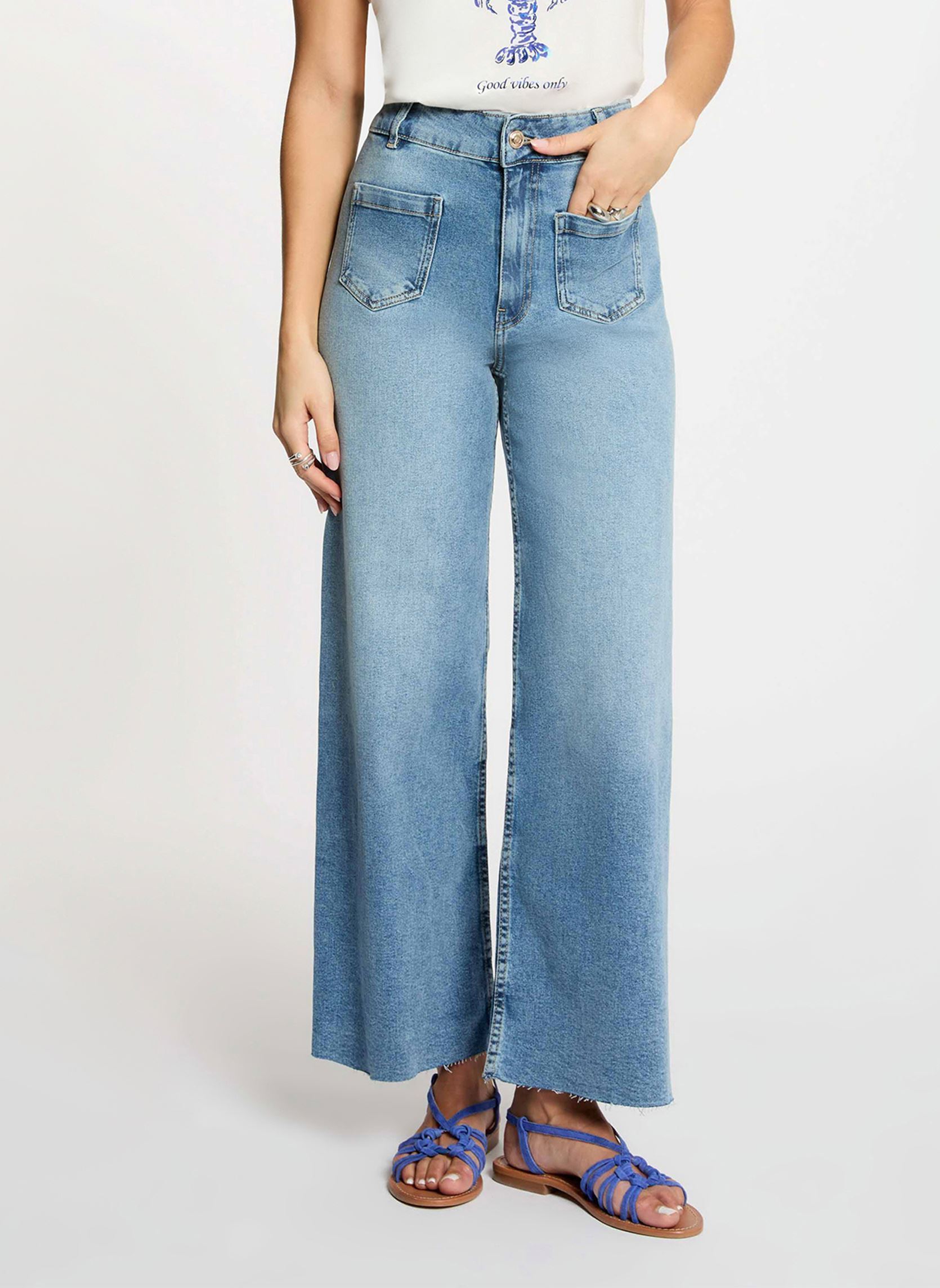 Jean large taille haute double stone femme - vue 4