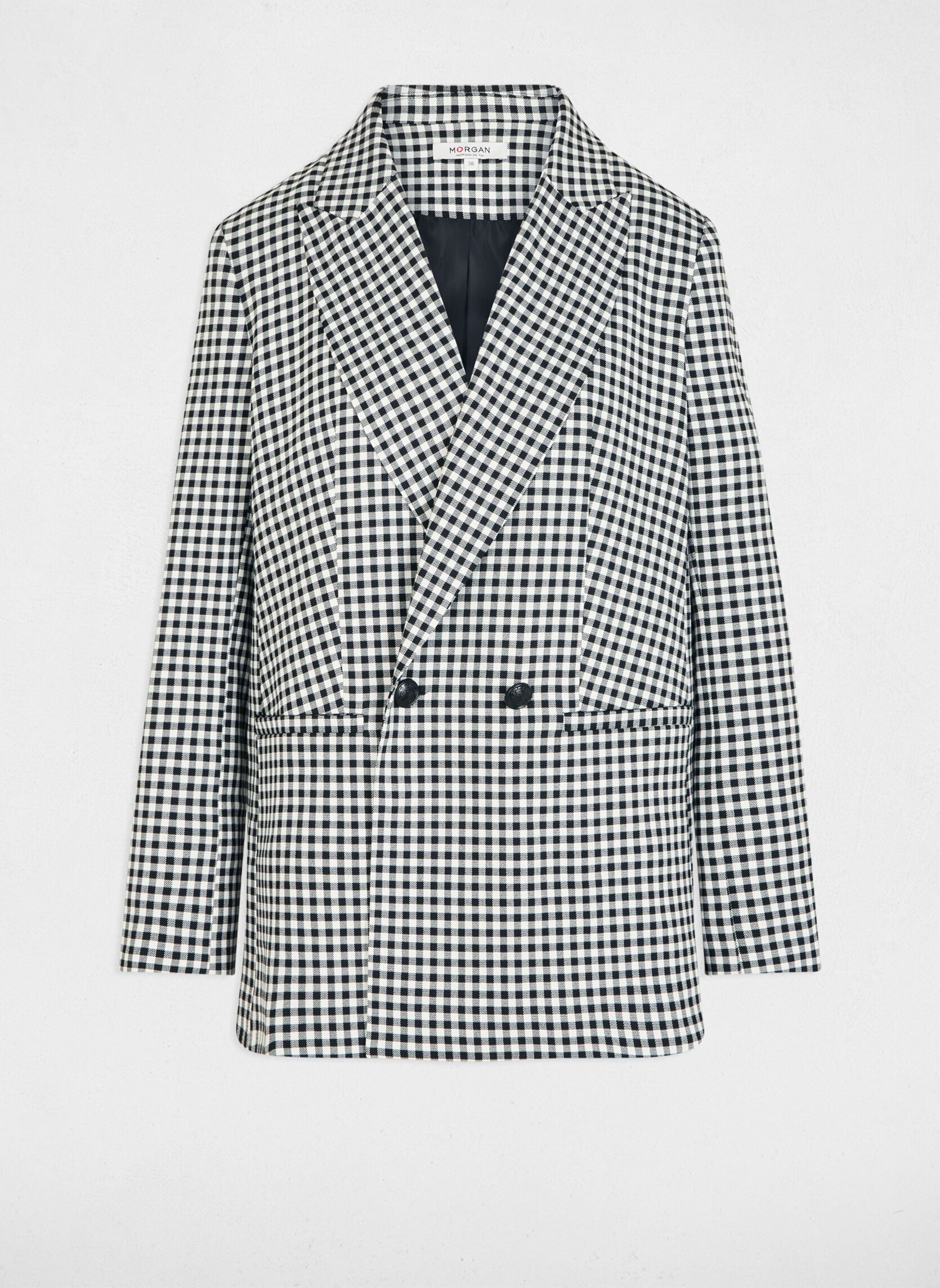 Blazer 261-VICHY.F dames zwart Morgan Blazer 261-VICHY.F dames zwart NOIR/OFF WHITE