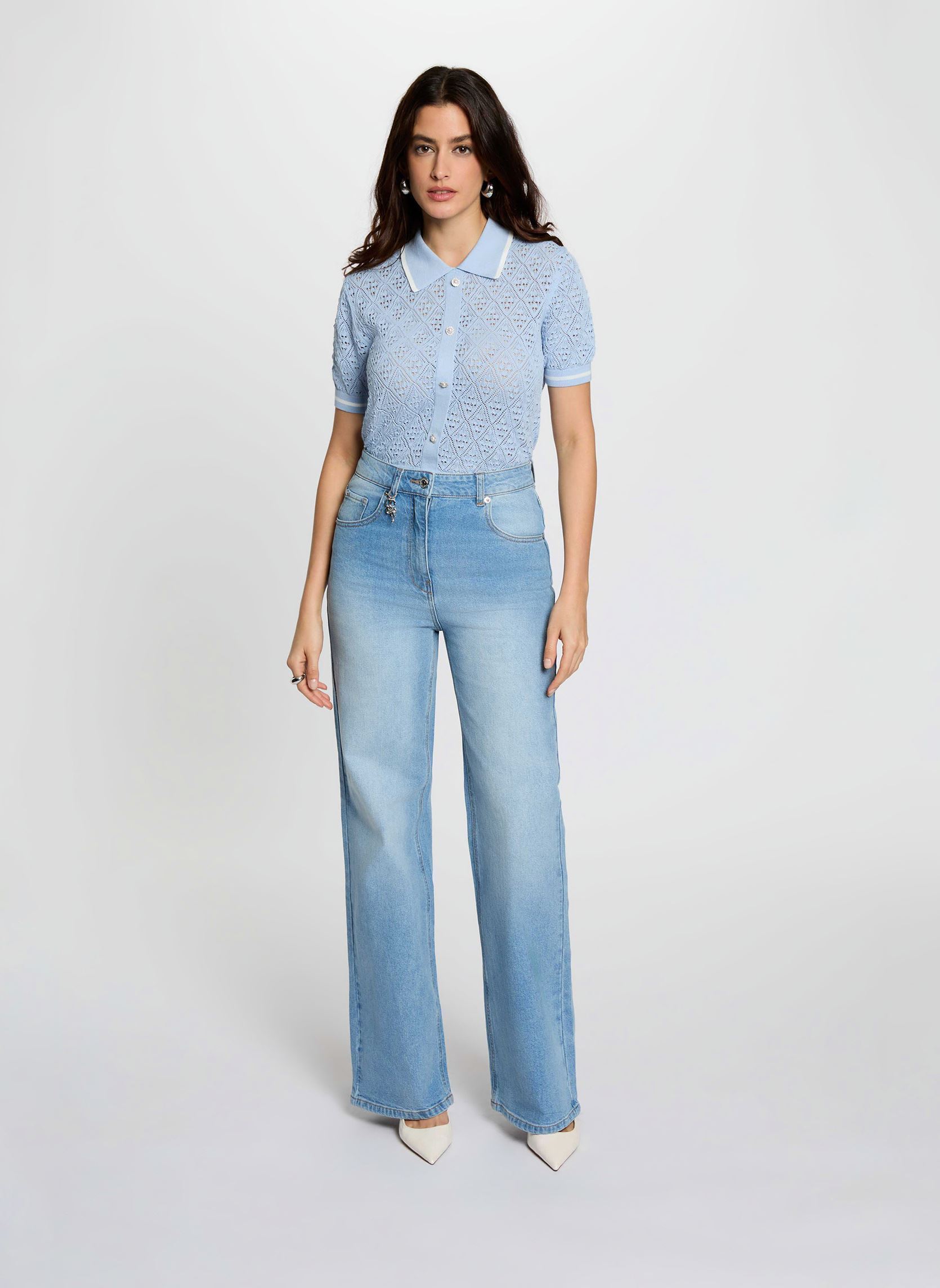 Rechte jeans / Straight Leg Jeans 261-PAVA dames blauw Morgan Rechte jeans / Straight Leg Jeans 261-PAVA dames blauw JEAN DOUBLE STONE