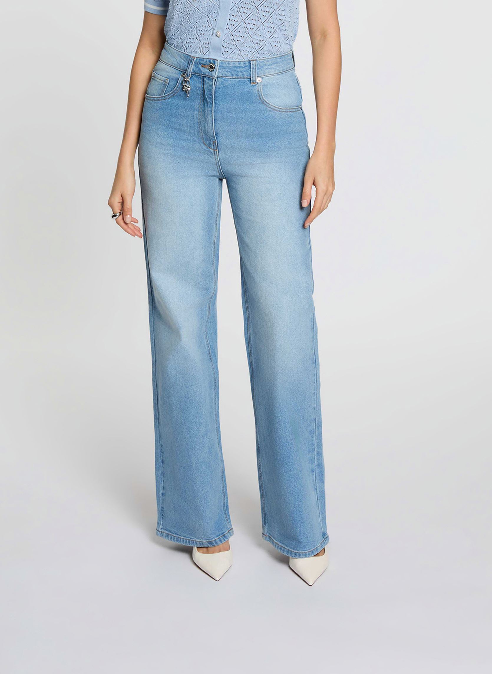 Jean large taille haute double stone femme - vue 2