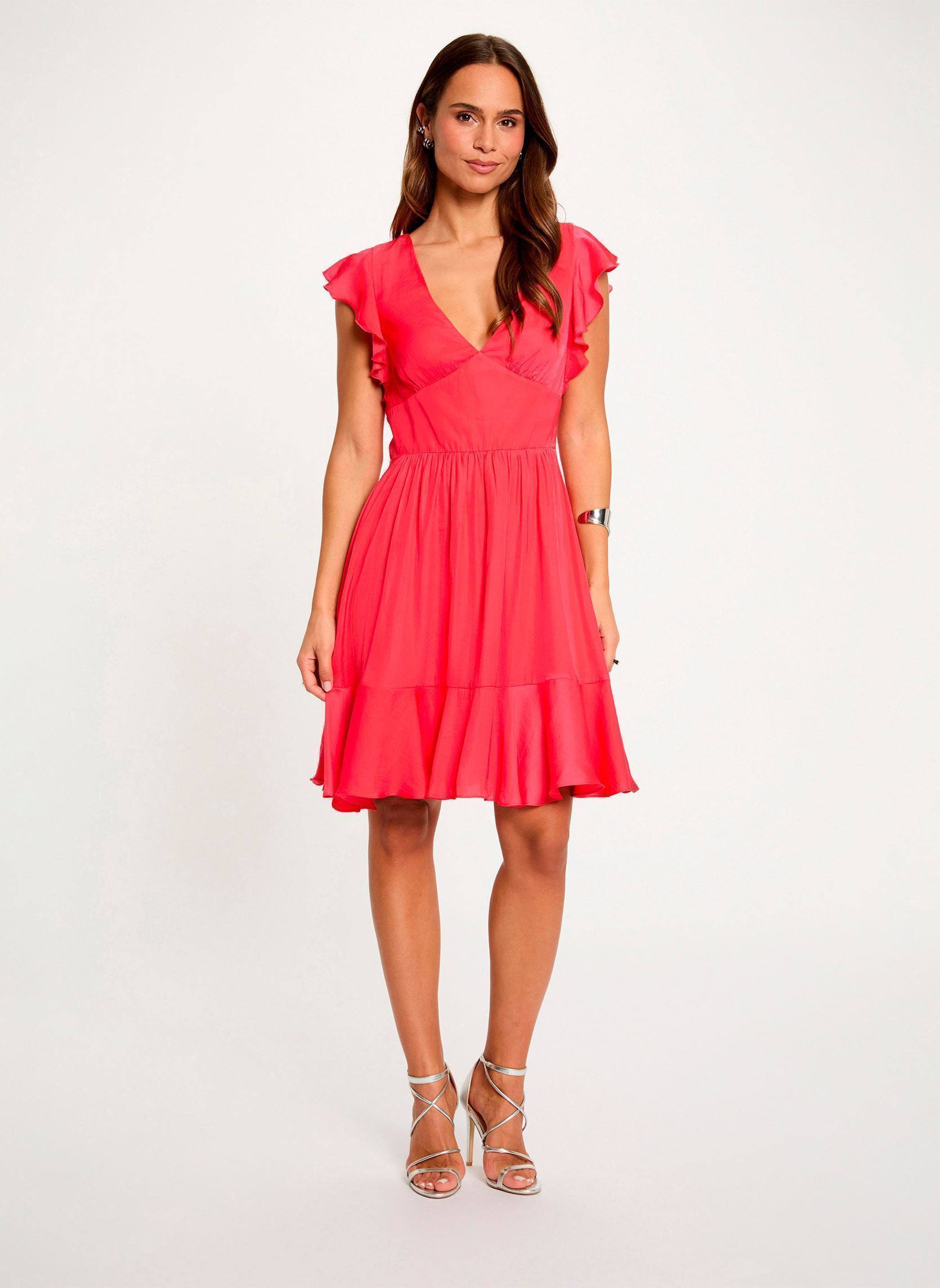 Robe satin dos ouvert femme