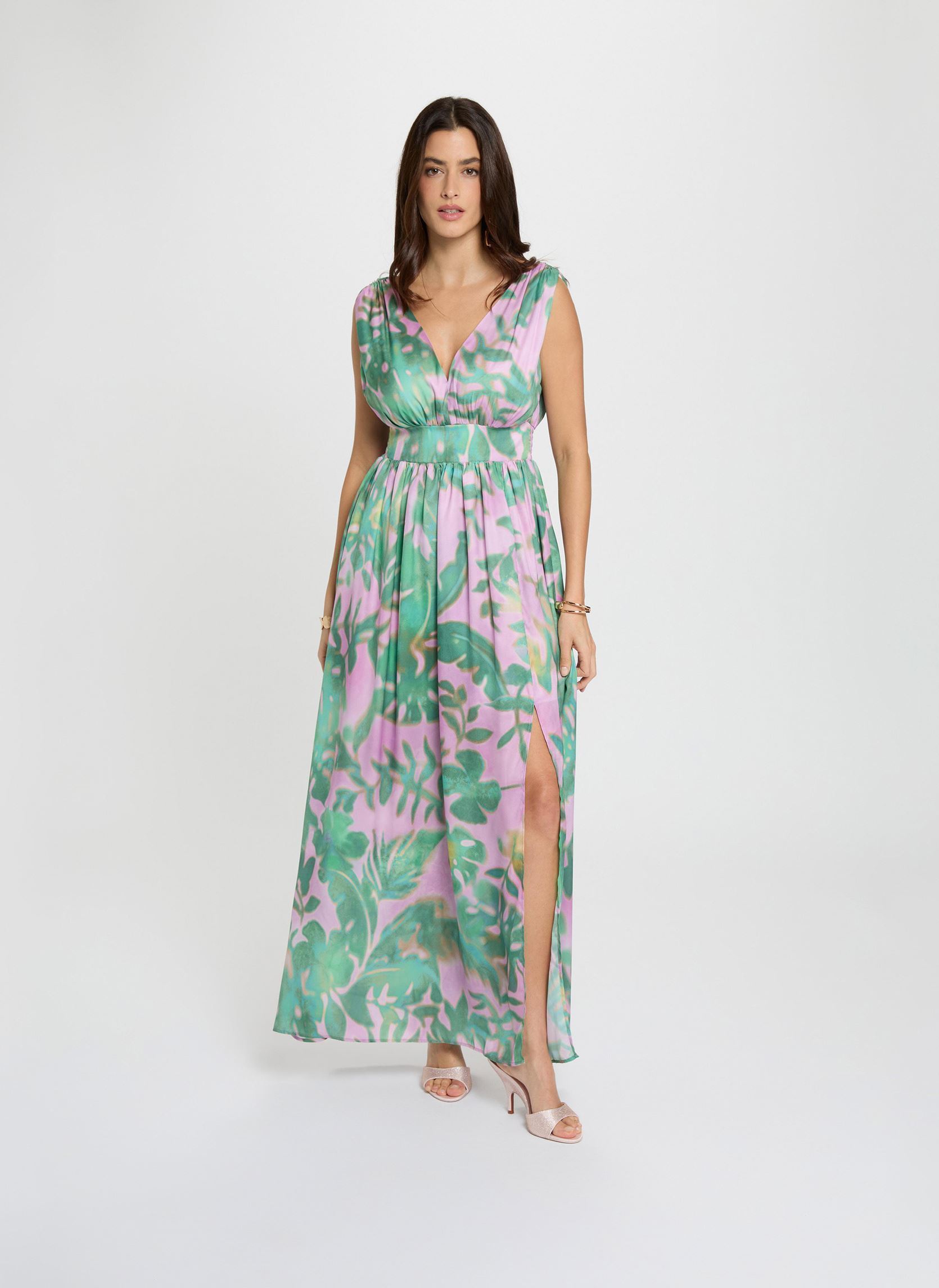 Robe longue col v femme