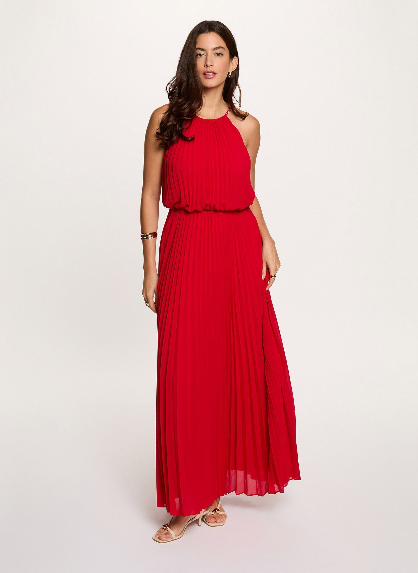 Robe longue plissée femme