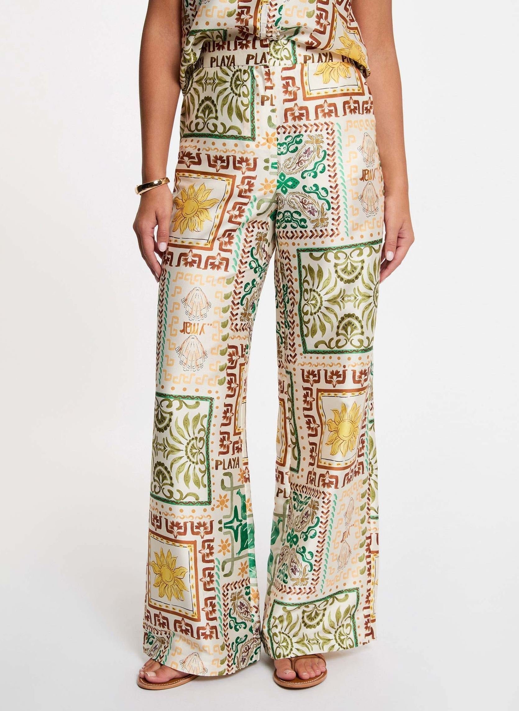 Pantalon large taille haute femme