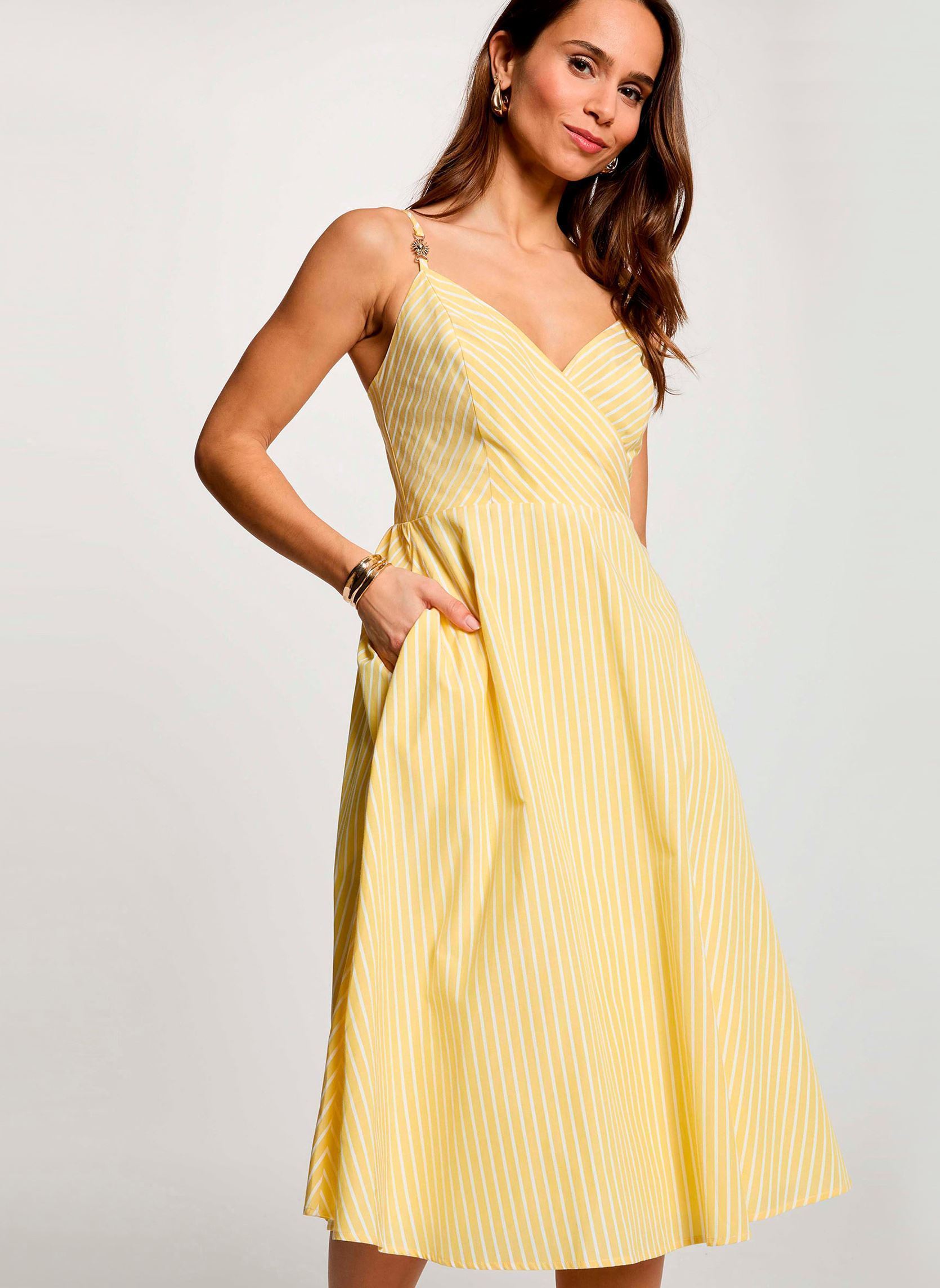 Robe cache coeur rayée jaune femme - vue 4