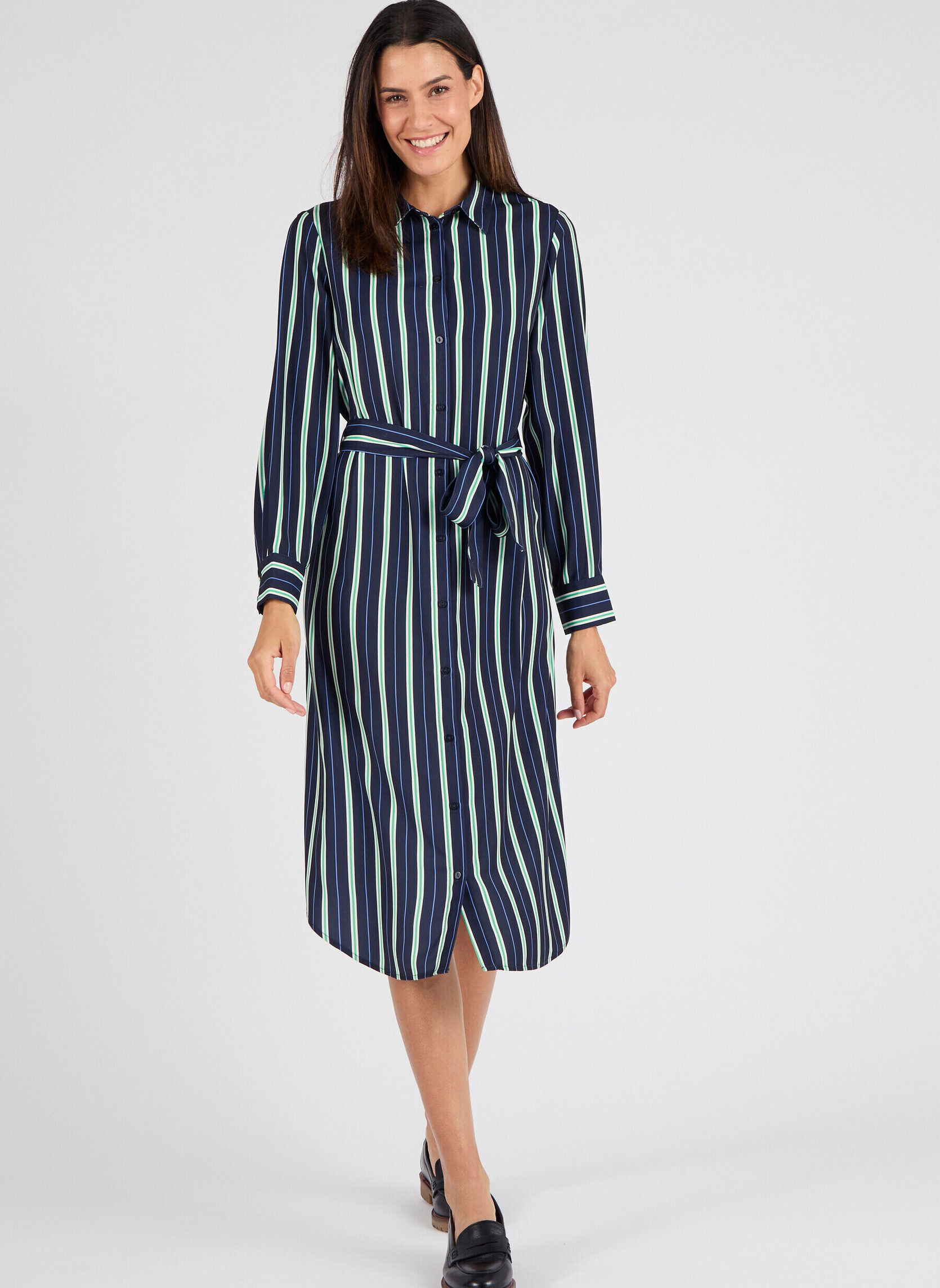 Robe ALISON façon chemise rayée bleu
