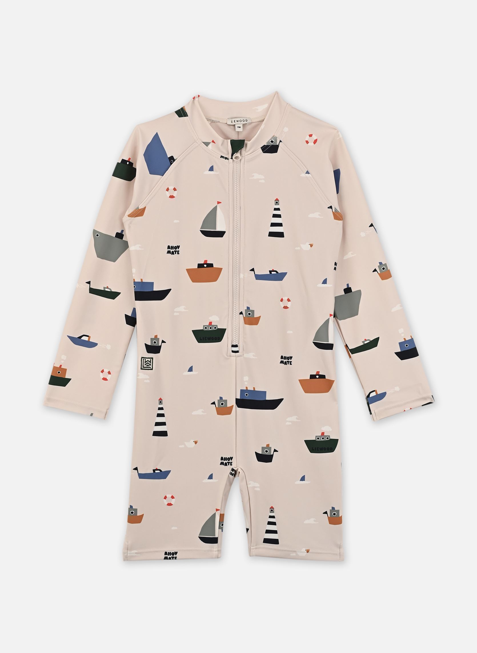 Einteiler Max Printed LS Swim Jumpsuit mädchen weiß Liewood Einteiler Max Printed LS Swim Jumpsuit mädchen weiß Sailing / Sandy