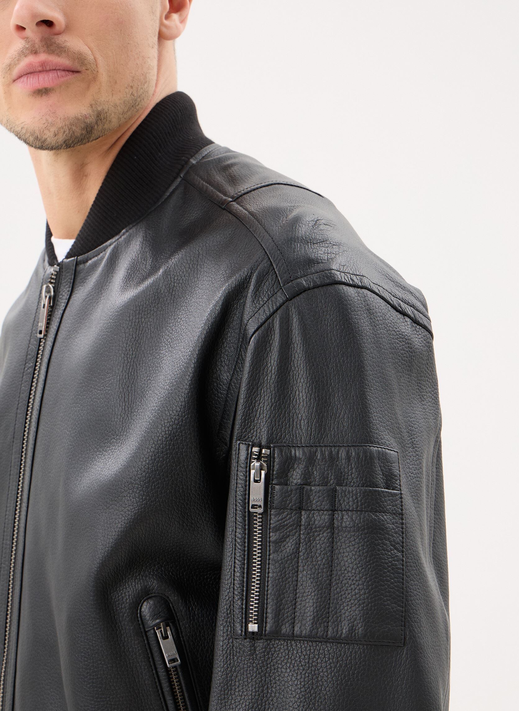 Vestes en cuir Jakri homme noir BOSS Vestes en cuir Jakri homme noir 001-BLACK