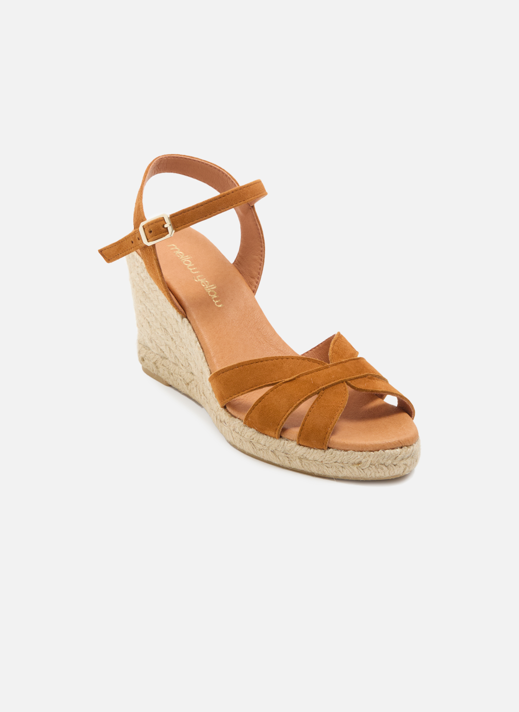 Sandales à Talon Compensé Mellow Yellow Beige - Taille 37 - Cuir - Occasion Très Bon État