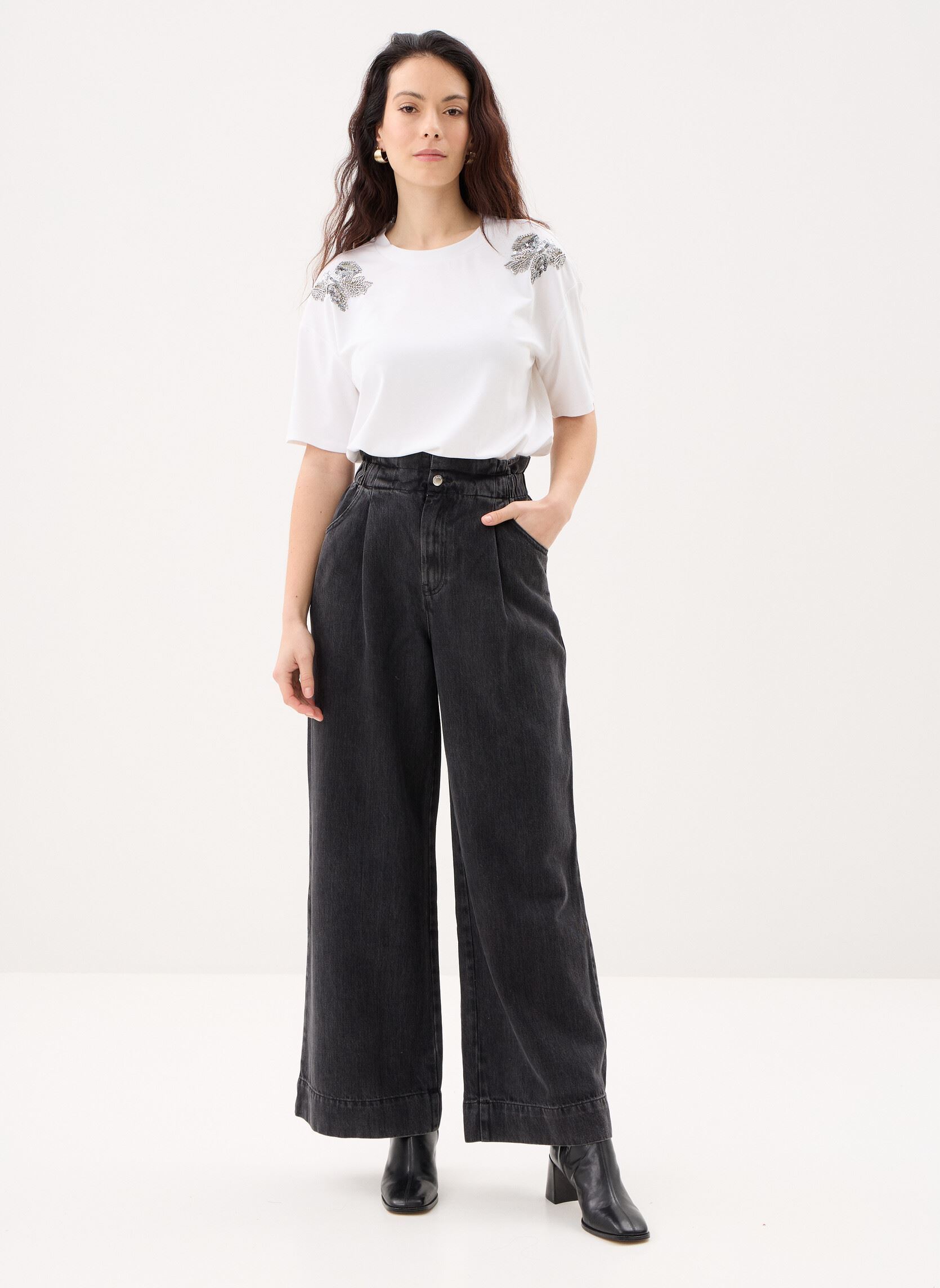 Wijde jeans / Flared Jeans Loulou dames grijs Des Petits Hauts Wijde jeans / Flared Jeans Loulou dames grijs Dark Grey