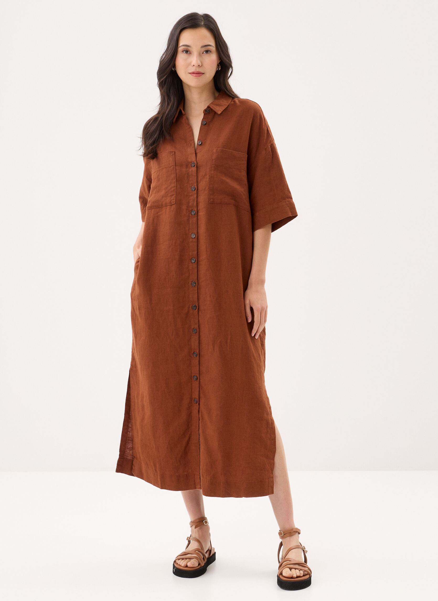 Jurken Estampe dames bruin Des Petits Hauts Jurken Estampe dames bruin Choco