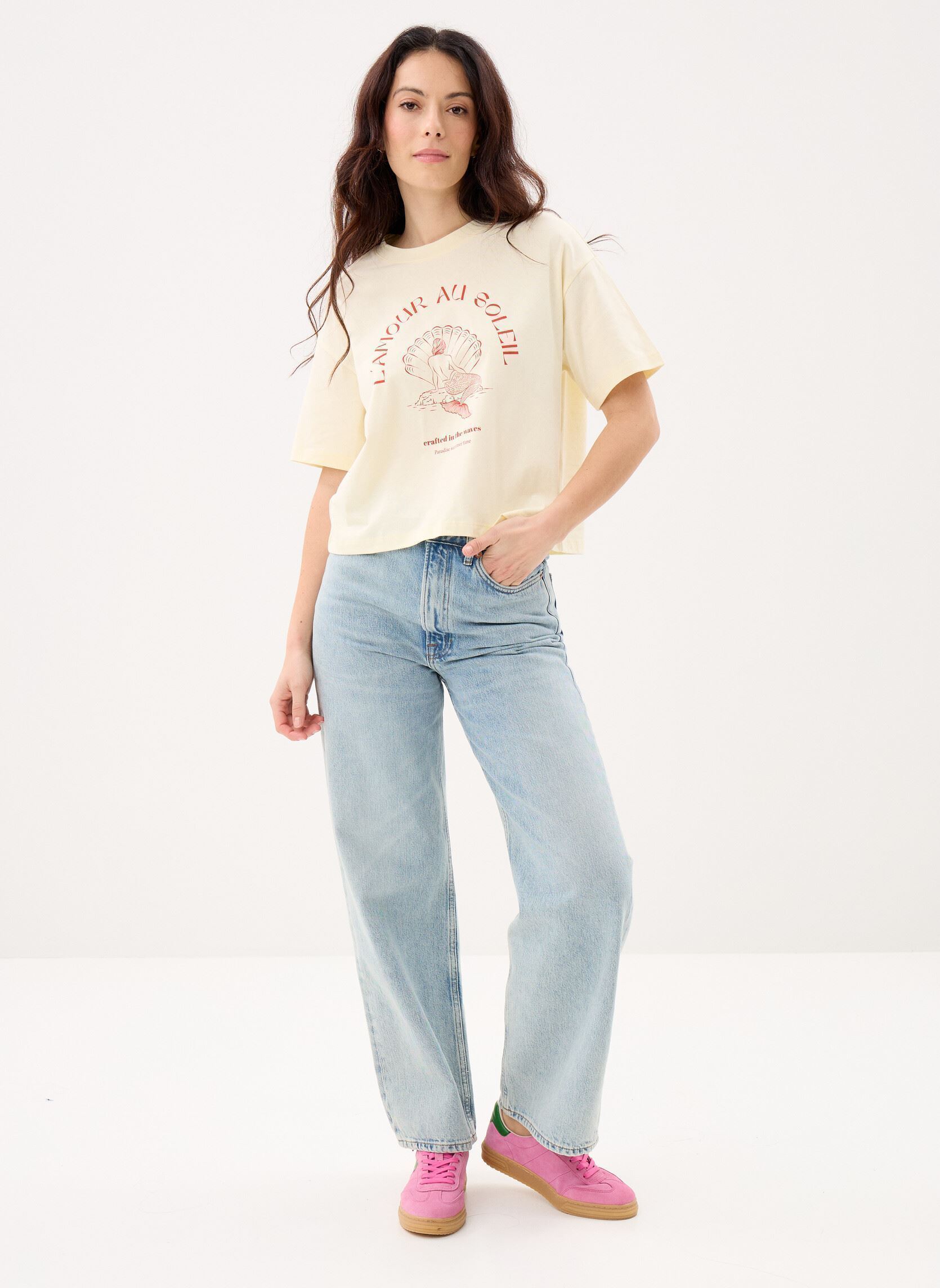 Tee-shirts manches courtes Yacob femme jaune Des Petits Hauts Tee-shirts manches courtes Yacob femme jaune Shell