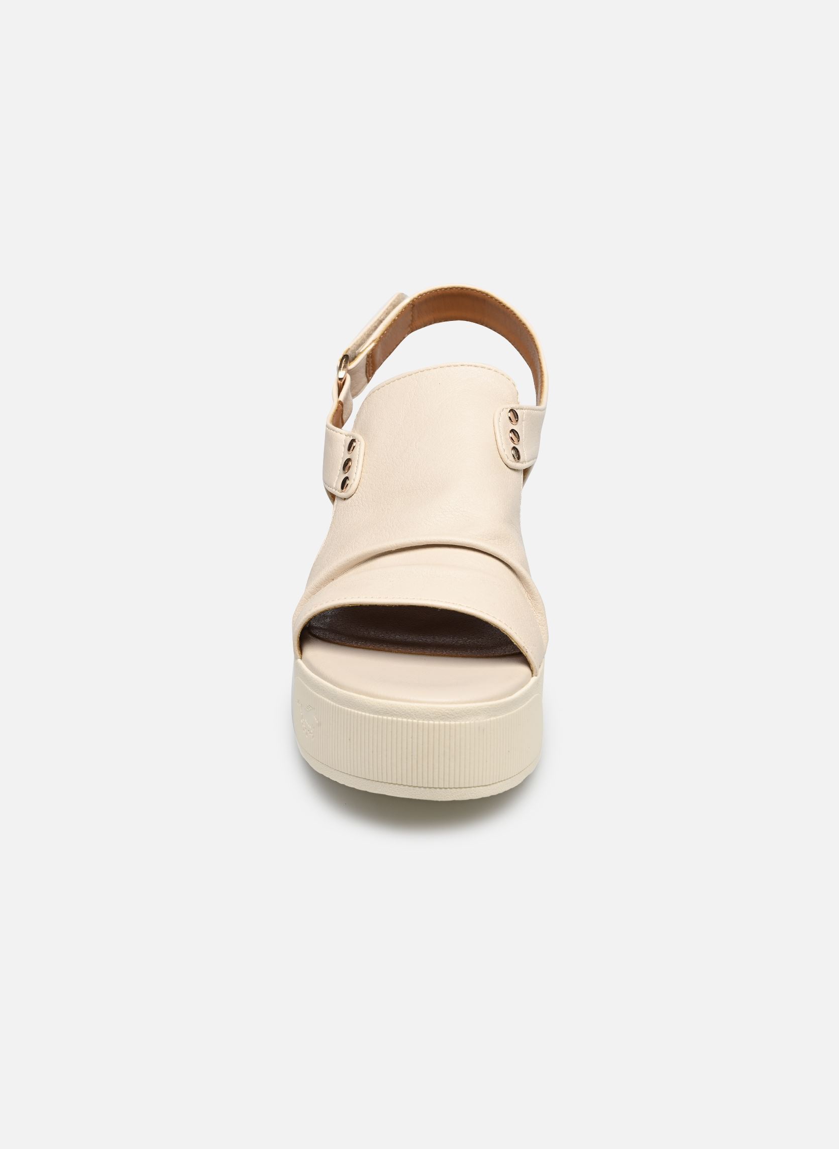 Sandalen met sleehak en plateau 26M0822001 dames wit Mustang shoes Sandalen met sleehak en plateau 26M0822001 dames wit Offwhite
