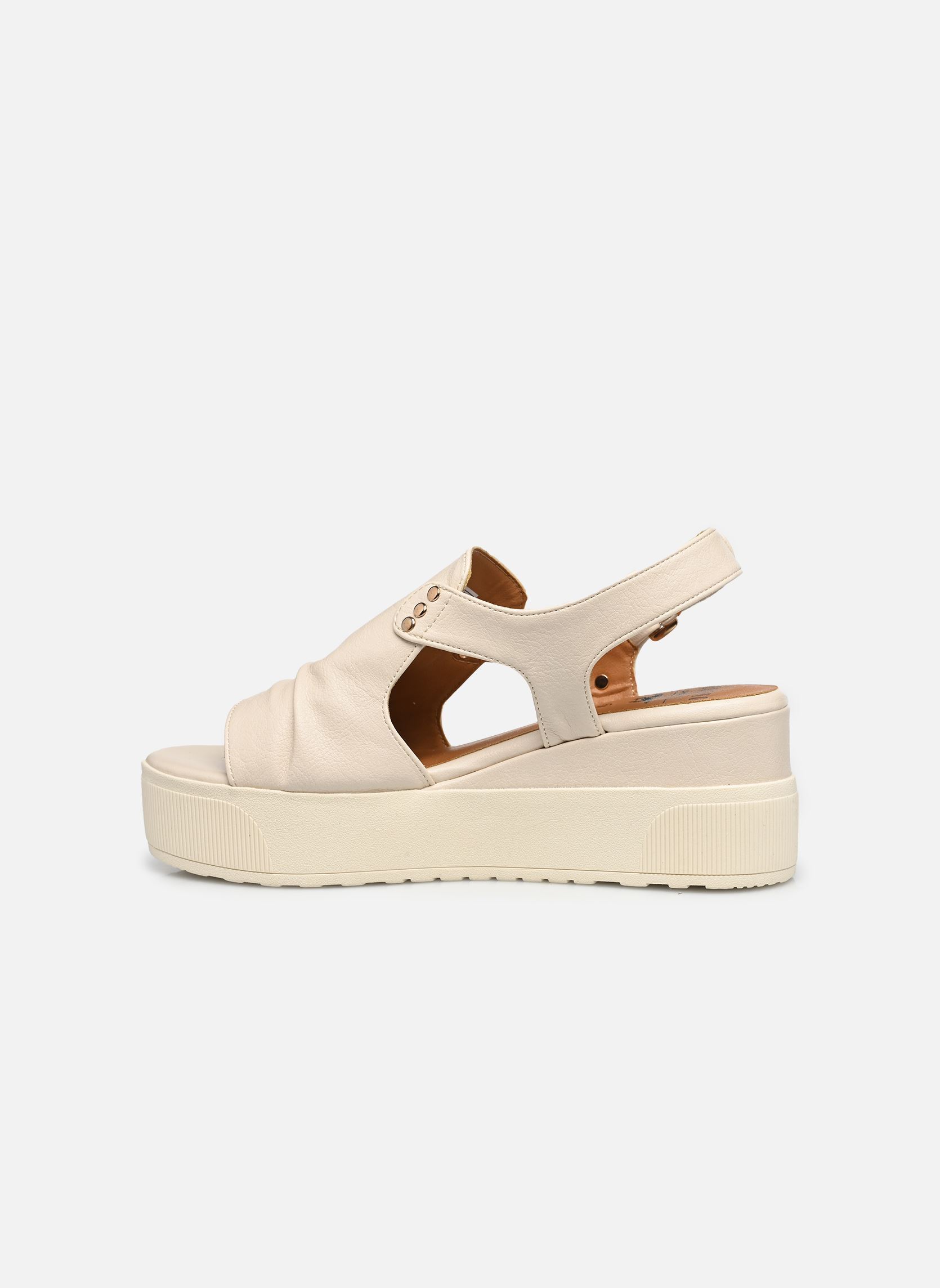 Sandalen met sleehak en plateau 26M0822001 dames wit Mustang shoes Sandalen met sleehak en plateau 26M0822001 dames wit Offwhite