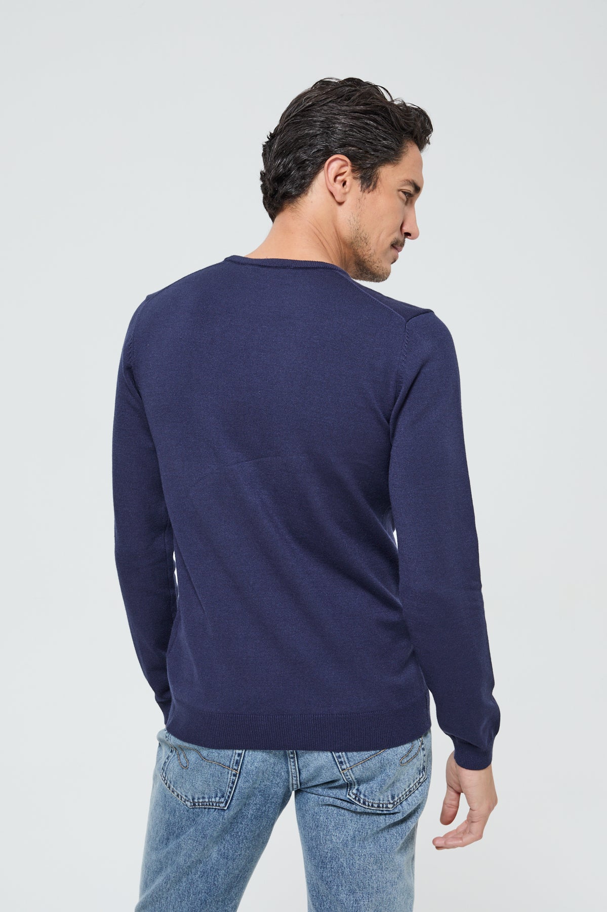 Pull Keaton Col Zippé homme en coton cachemire Bleu – Vicomte A