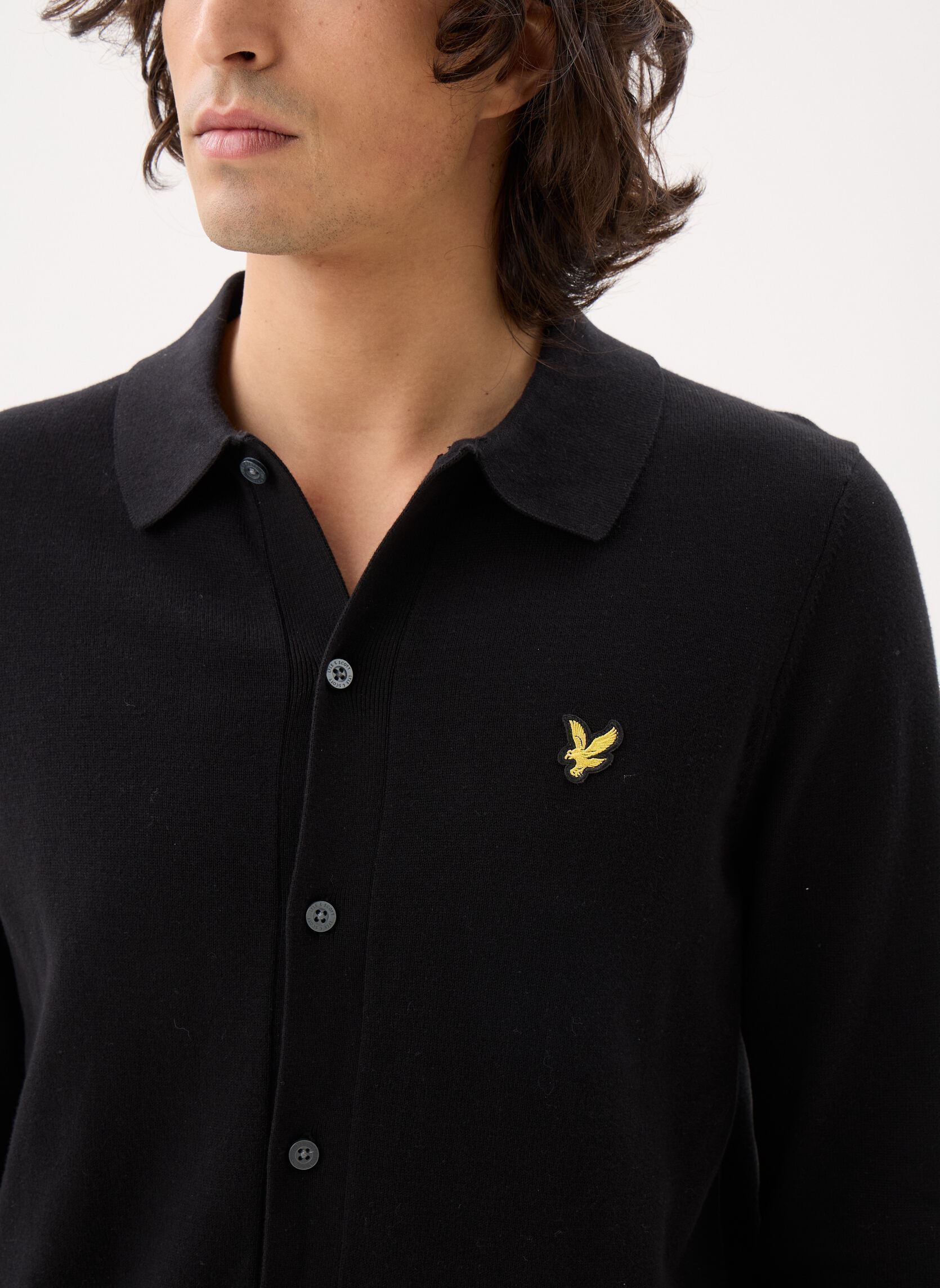Strickjacken und Westen Cotton Knitted Shirt herren schwarz Lyle & Scott Strickjacken und Westen Cotton Knitted Shirt herren schwarz JET BLACK