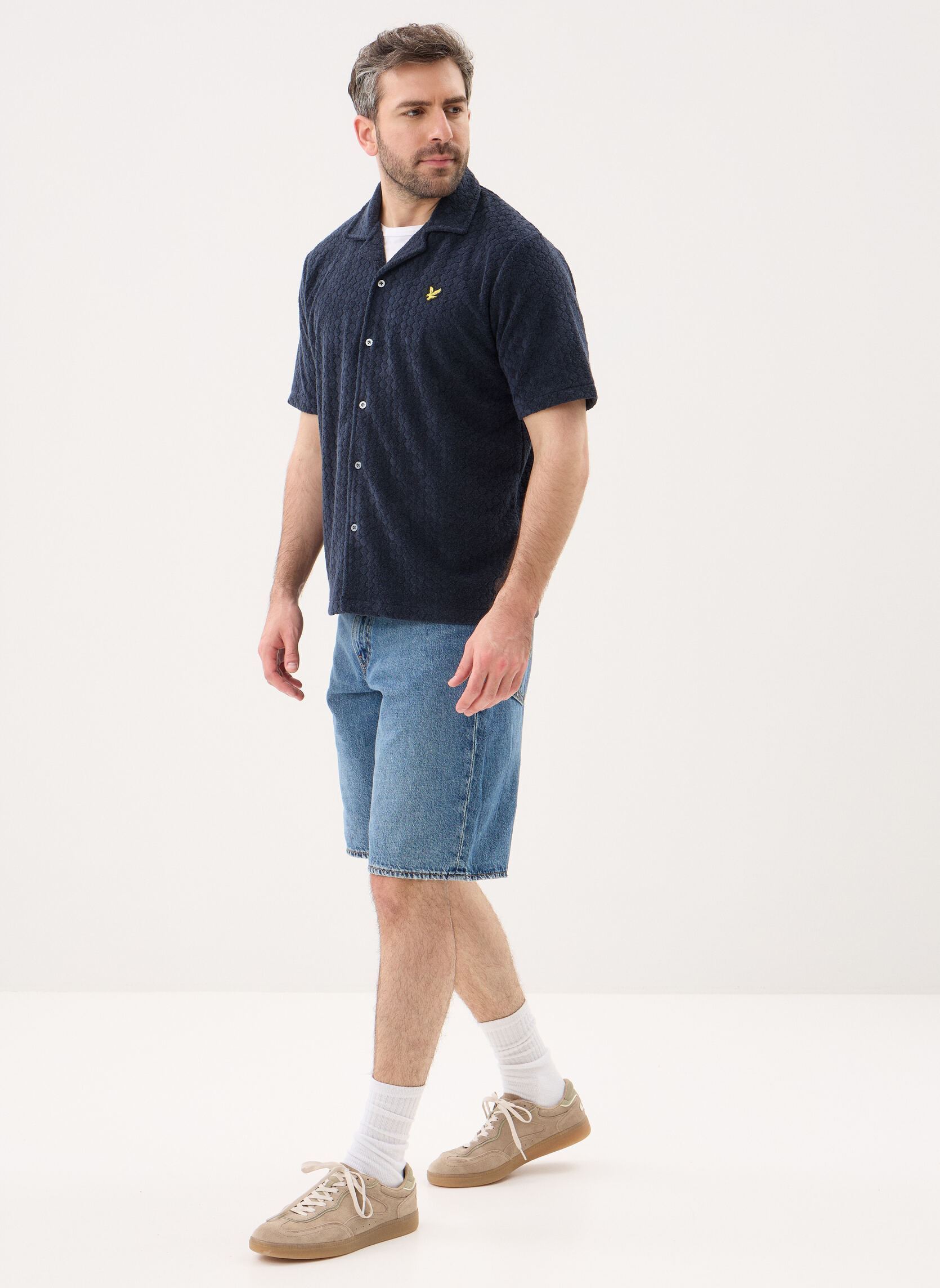 Hemden Honeycomb Towelling Resort Shirt herren blau Lyle & Scott Hemden Honeycomb Towelling Resort Shirt herren blau DARK NAVY
