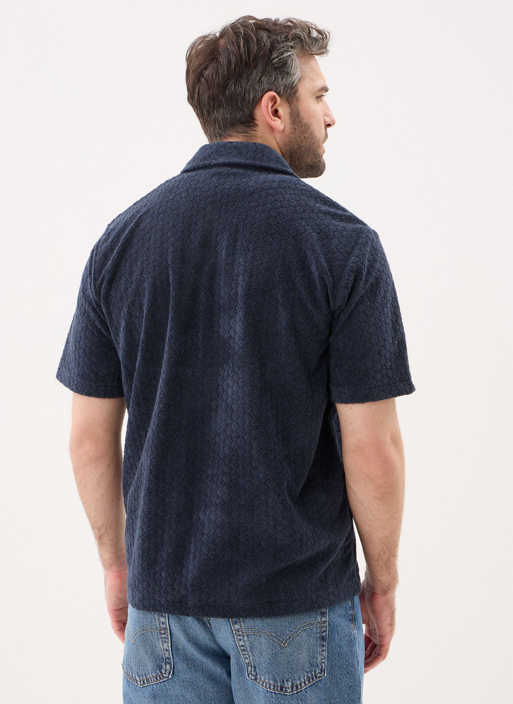 Hemden Honeycomb Towelling Resort Shirt herren blau Lyle & Scott Hemden Honeycomb Towelling Resort Shirt herren blau DARK NAVY