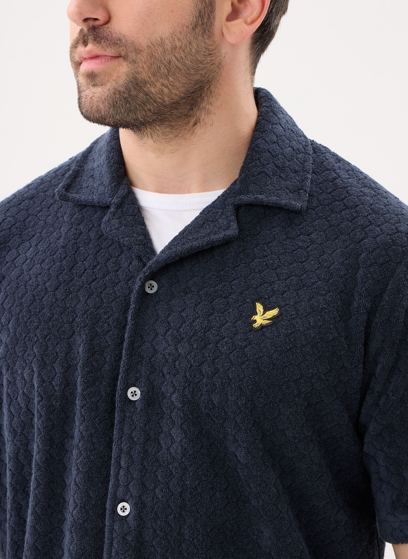 Hemden Honeycomb Towelling Resort Shirt herren blau Lyle & Scott Hemden Honeycomb Towelling Resort Shirt herren blau DARK NAVY