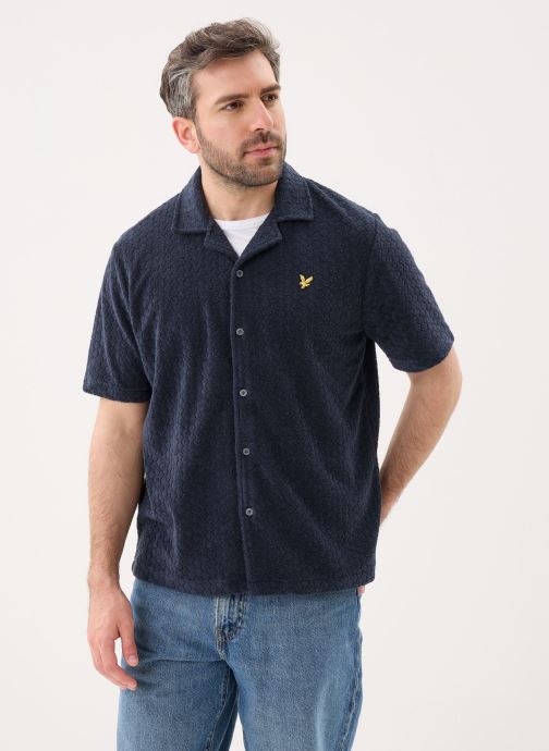 Lyle & Scott Hemden Honeycomb Towelling Resort Shirt herren blau