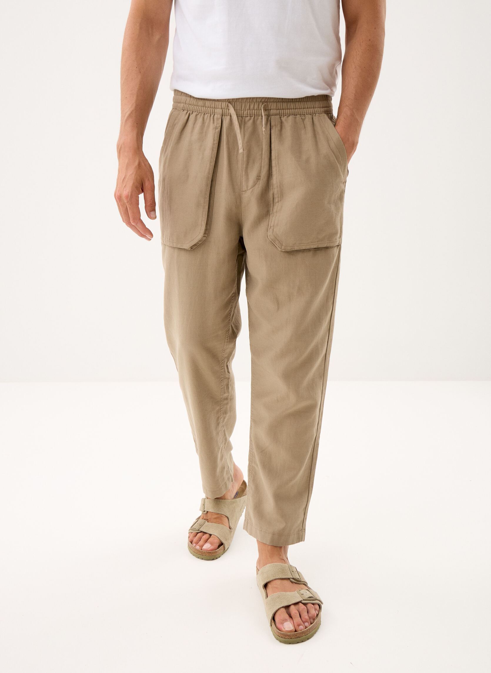 Pantalons chino Linen Trousers homme beige Lyle & Scott Pantalons chino Linen Trousers homme beige Lint