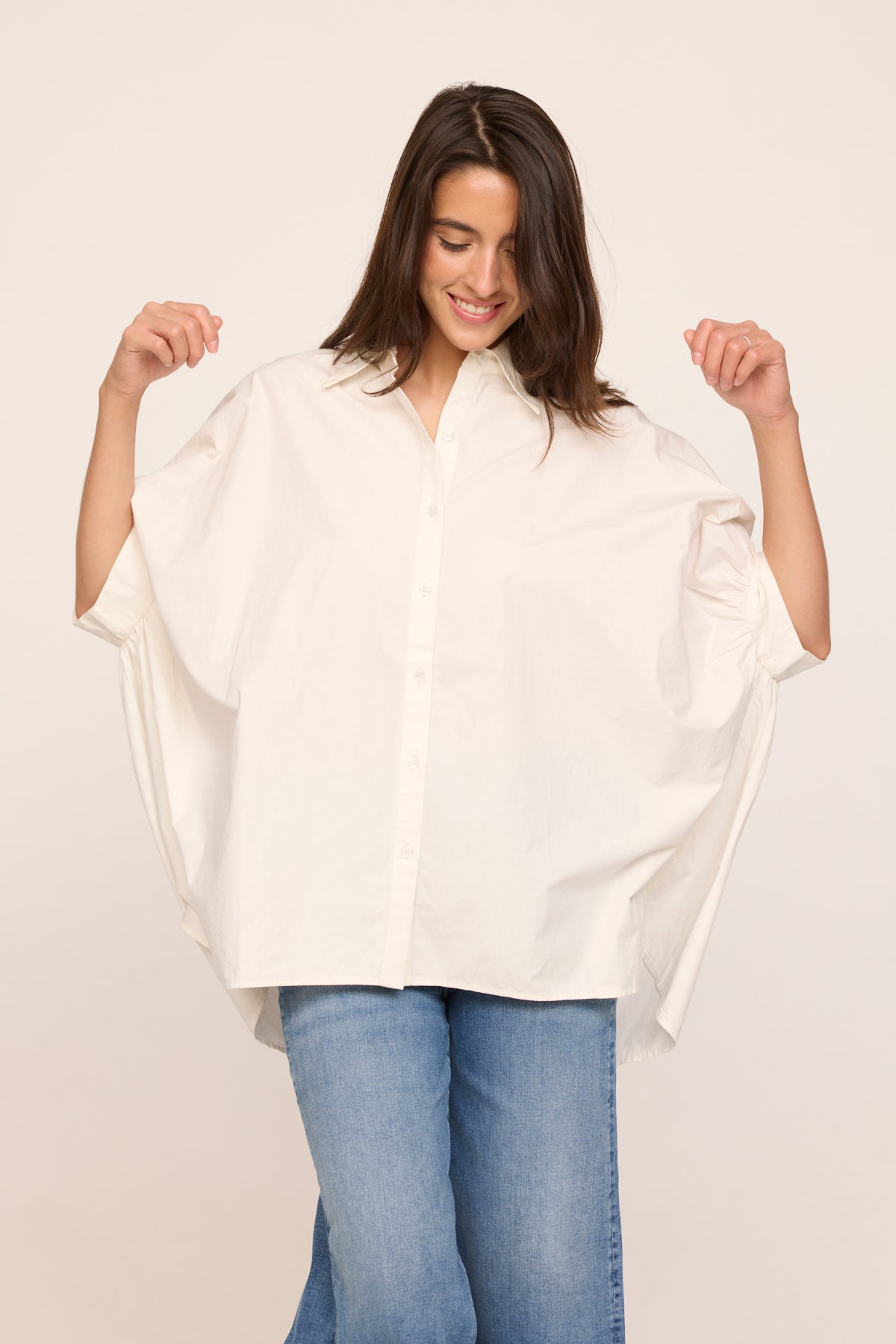 Chemisier CHRISTOPHER & BANKS - Ivoire - Manches Longues - Taille Large (L) - Neuf Avec Étiquettes