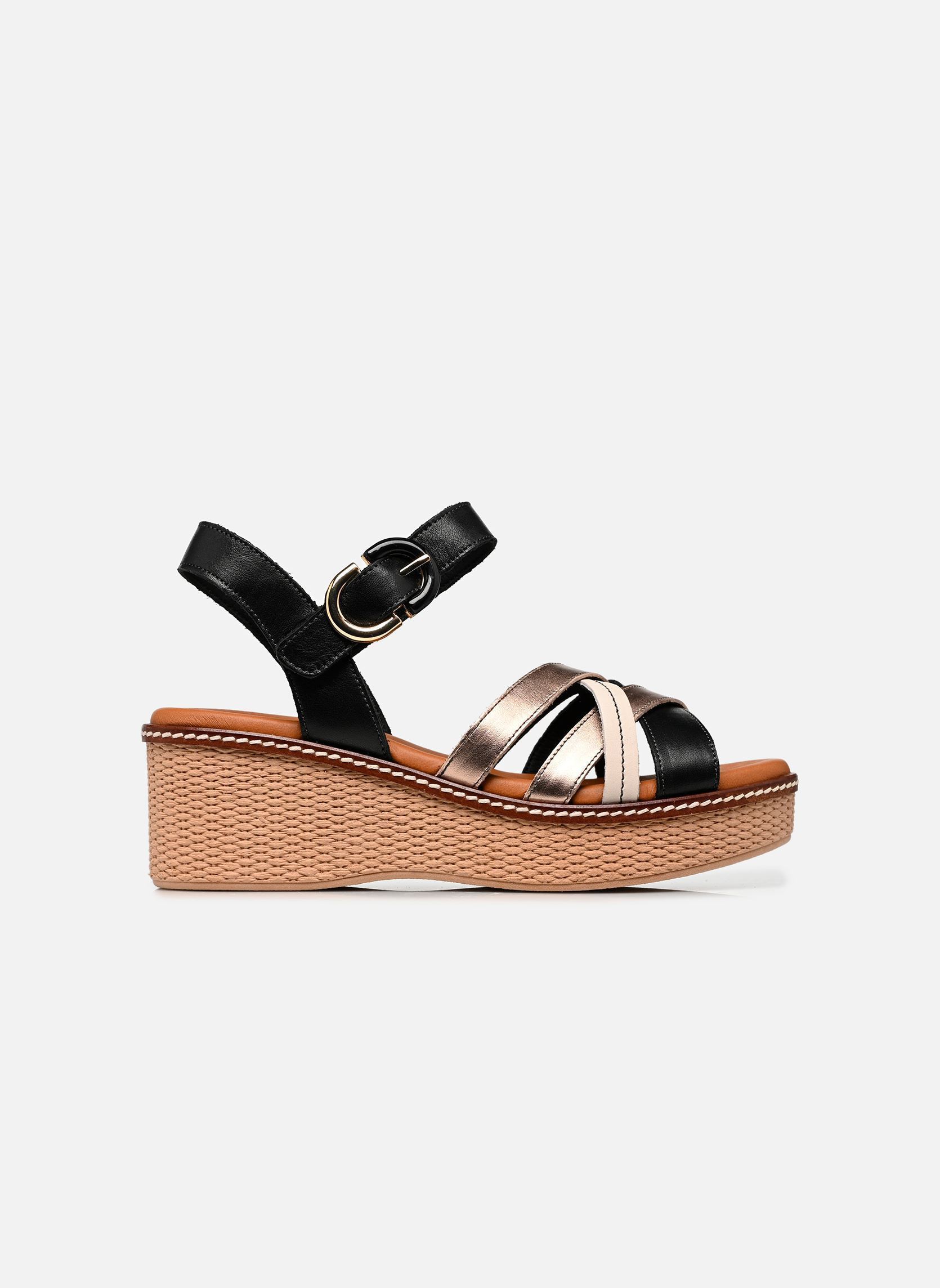 Sandales compensées et plateformes NIDO D9639 femme noir Dorking Sandales compensées et plateformes NIDO D9639 femme noir TIBET+LAMIN+TIBET NEGRO + CAVA