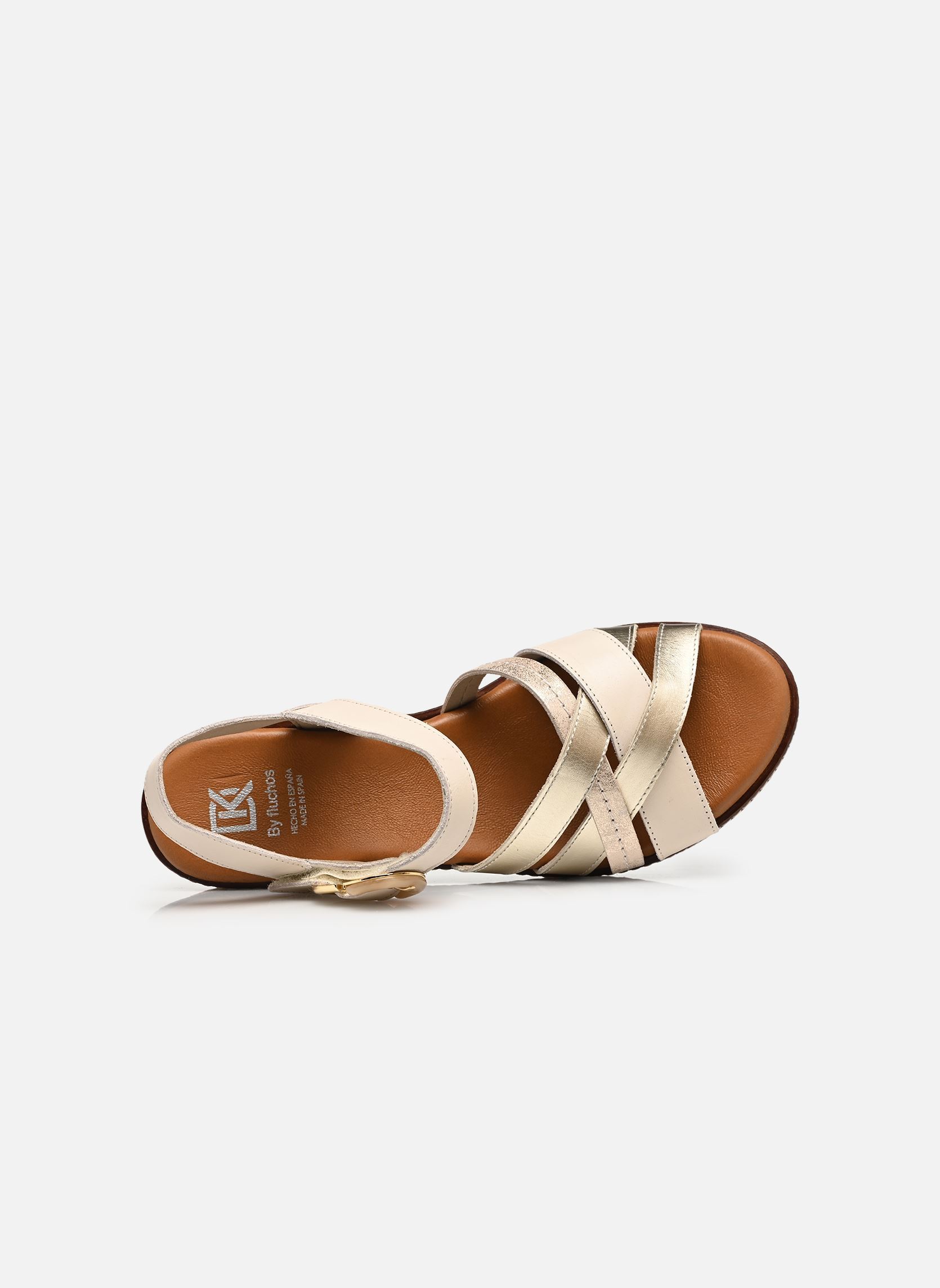 Sandales compensées et plateformes NIDO D9639 femme blanc Dorking Sandales compensées et plateformes NIDO D9639 femme blanc TIBET+LAMIN+BUFAL RAW + PLATIN