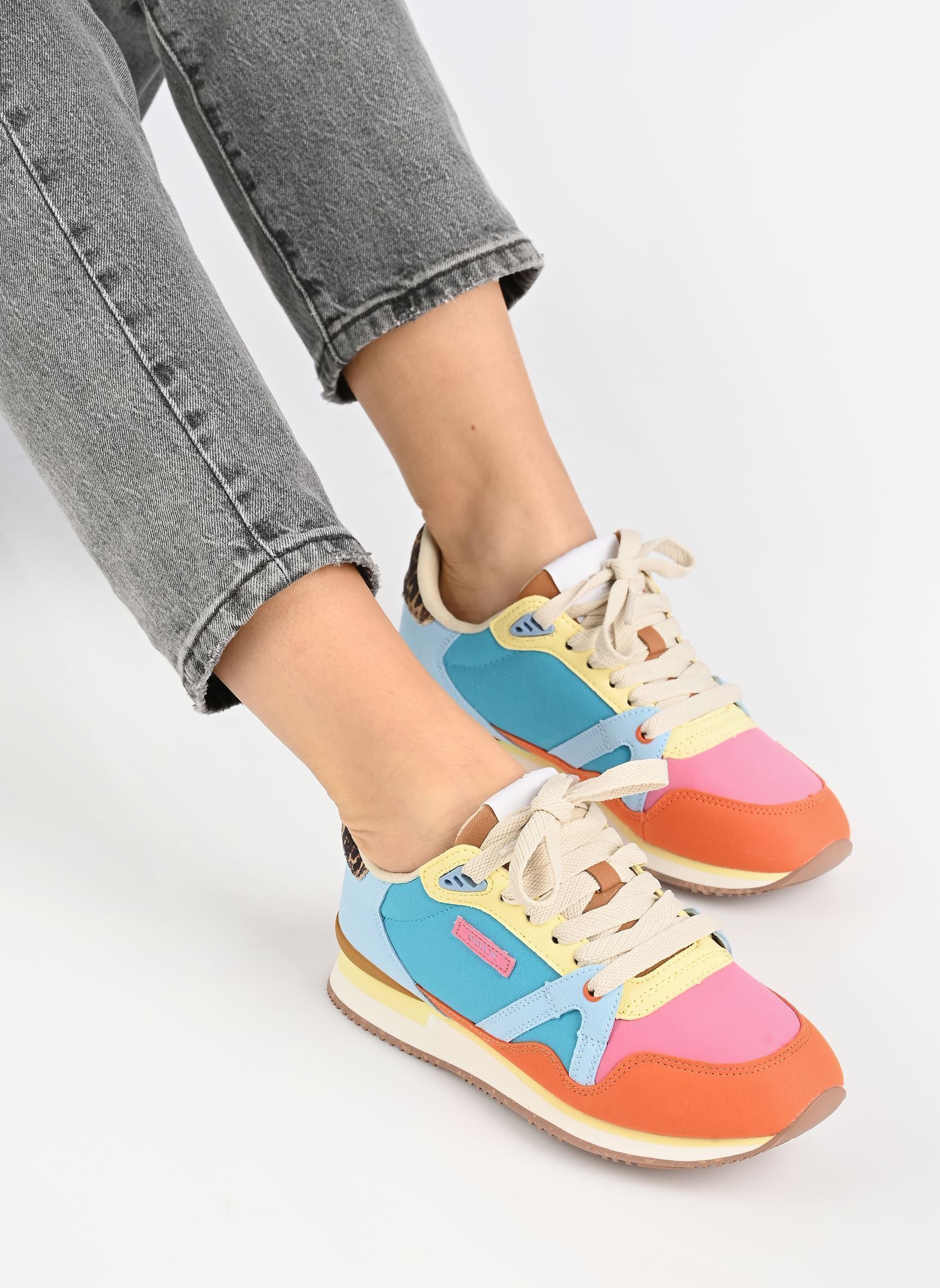 Baskets ANDREE femme multicolore Odaje Baskets ANDREE femme multicolore Orange rose citron