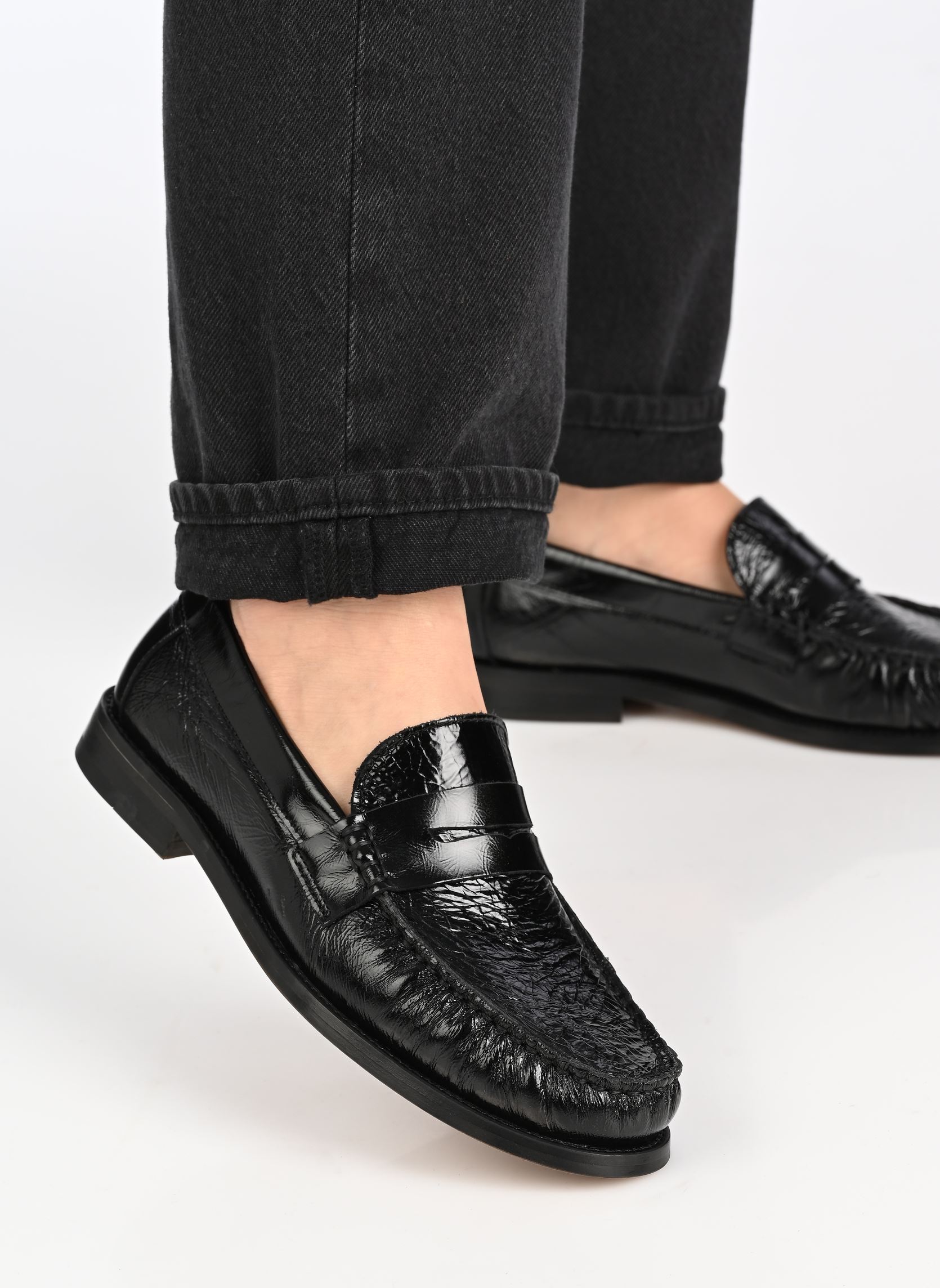 Loafer HALLEY damen schwarz Odaje Loafer HALLEY damen schwarz Cuir Plissé Noir