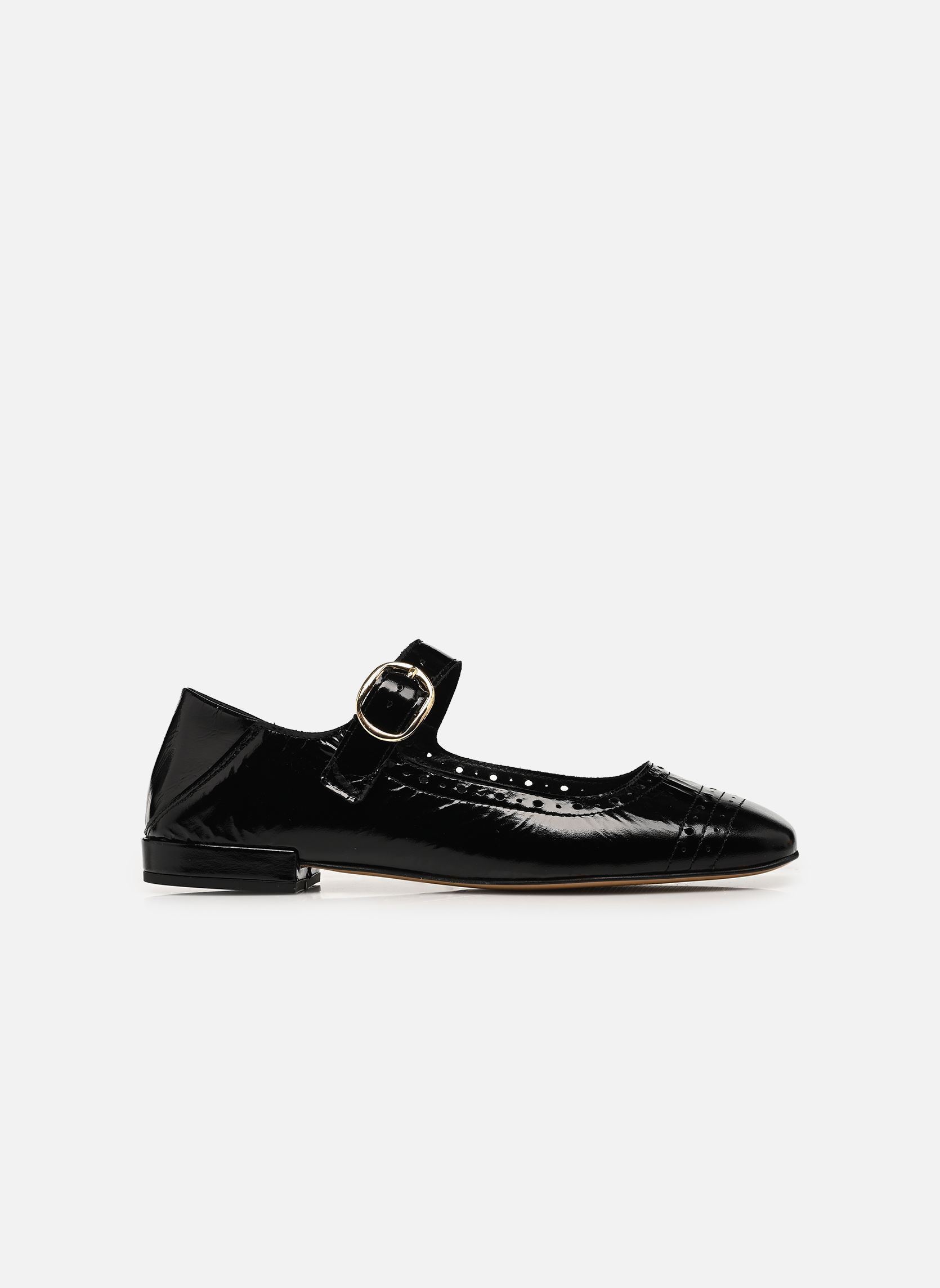 Klassische Ballerinas LALI damen schwarz Odaje Klassische Ballerinas LALI damen schwarz Cuir plissé verni noir